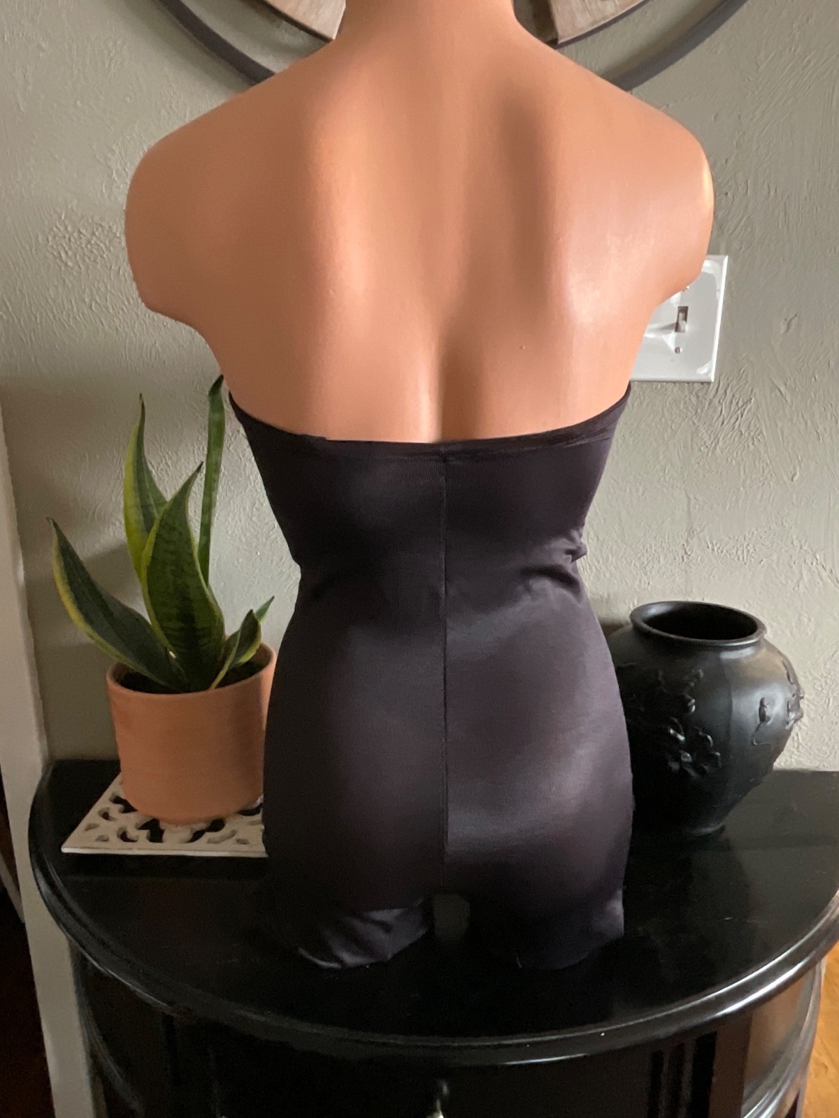 Vtg. Miraclesuit Black Strapless Girdle Corset All in One Girdle Open Gusset 36C