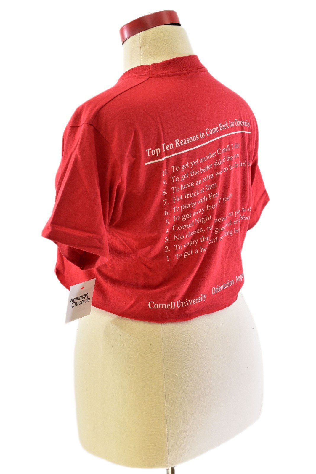 90s Red Double Sided Graphic Print Cropped Tee Shirt Womens XL Screen Stars Best