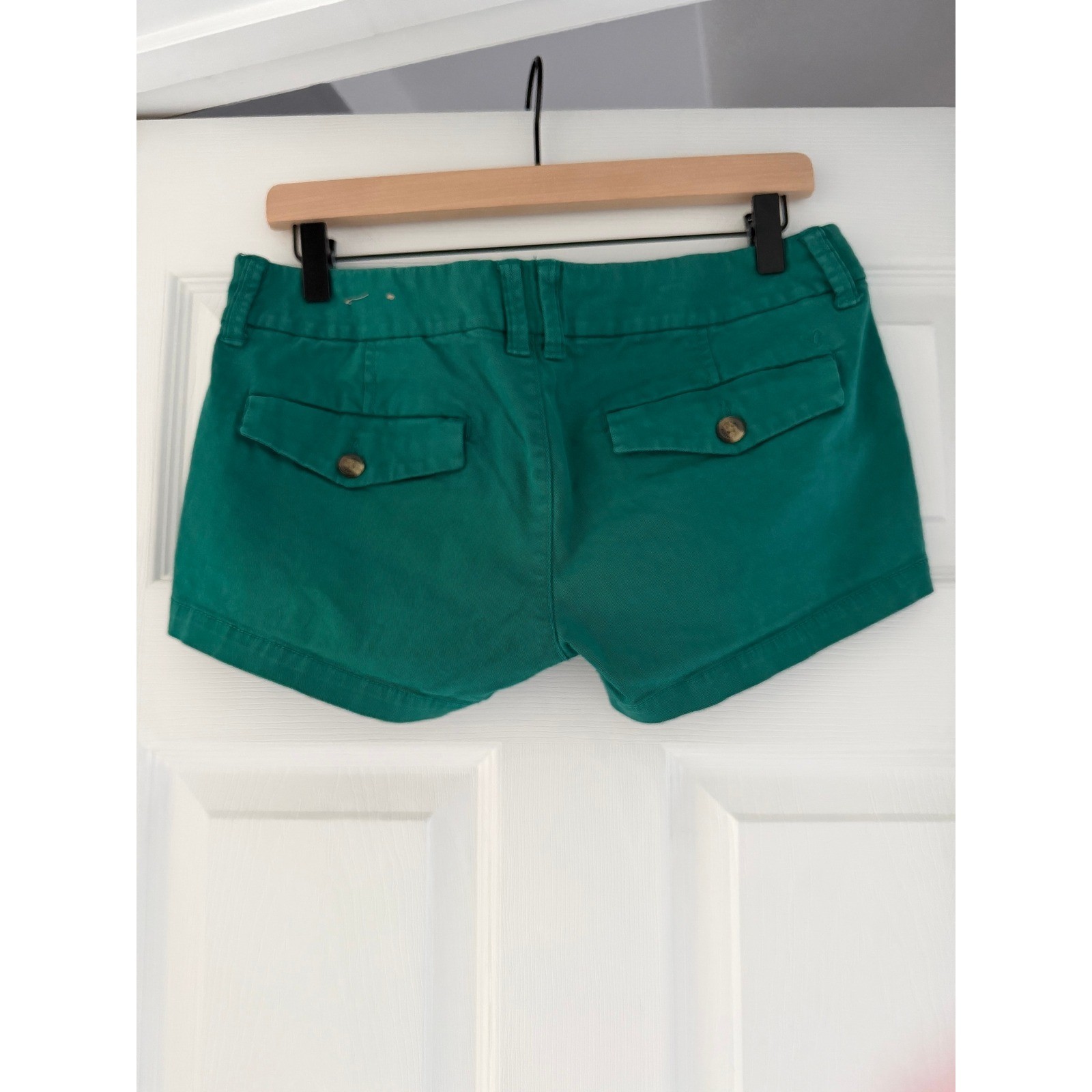 Y2K American Eagle Micro Chino Shortie Shorts Green Retro Preppy