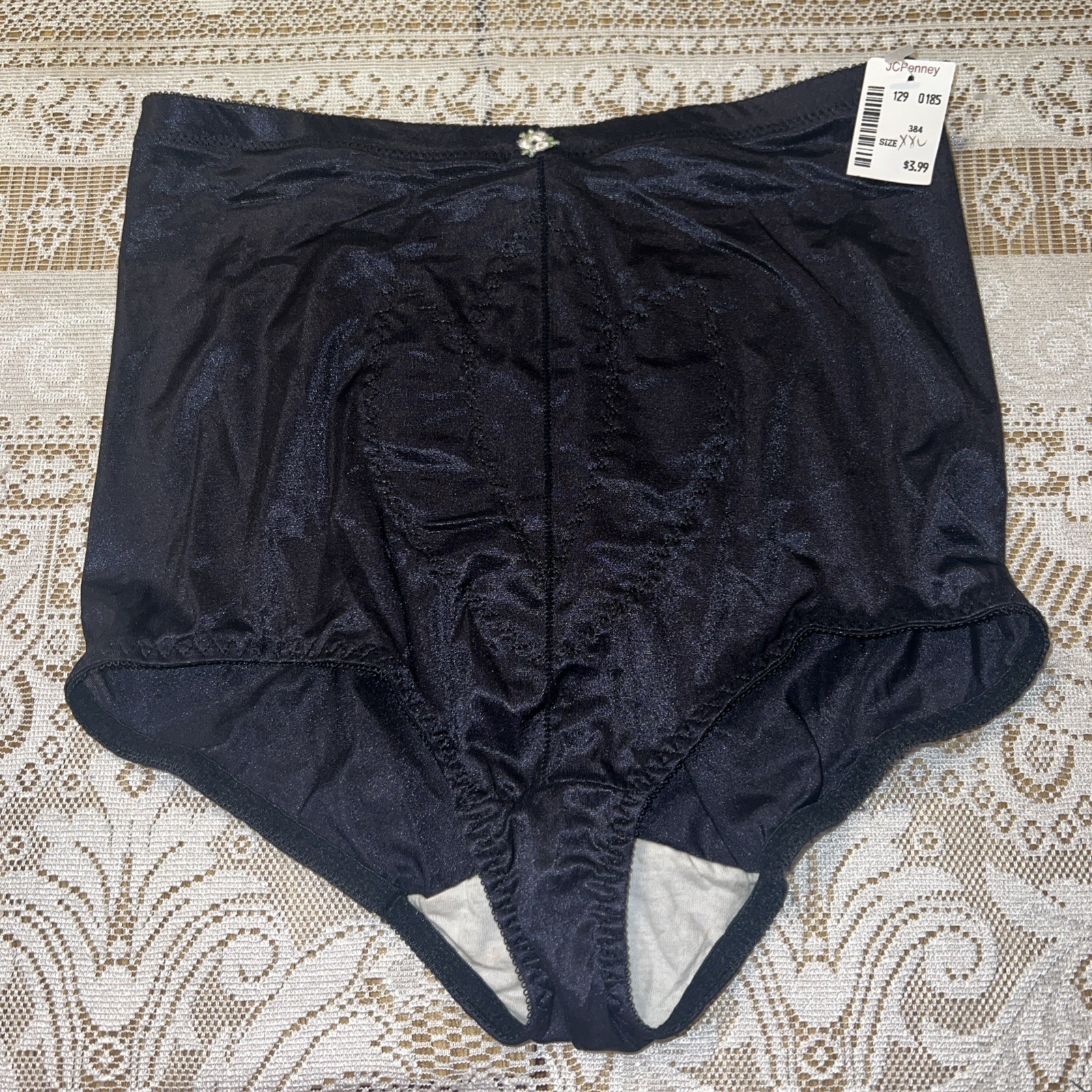 J C Penney Adonna Nylon Lycra Soft Skins Light Control Black Brief Panties XXL