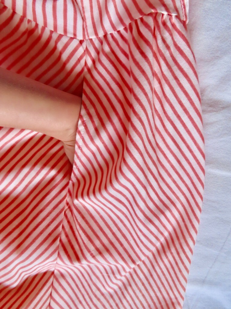 1990s Vintage Orange Stripe Pockets Hang Ten Full Skirt Dress sz XS / 32&Prime; chest