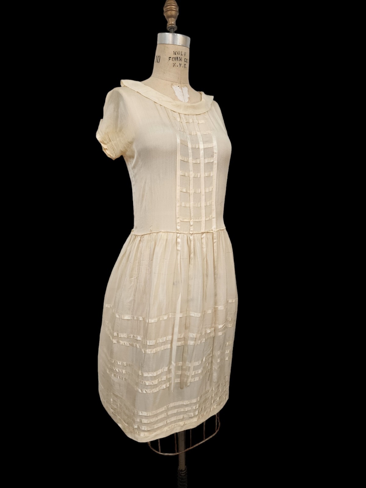 Vtg 20s Silk Chiffon Flapper Boho Bridal Dress + Rare Original Photo + Frame!