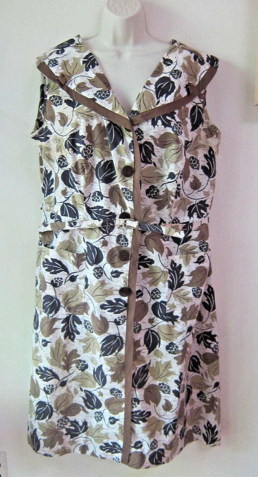 Aunt Lucy&rsquo;s VTG 1940&rsquo;s Handmade Day House Dress Belted~Pockets~Sz Xtra Large