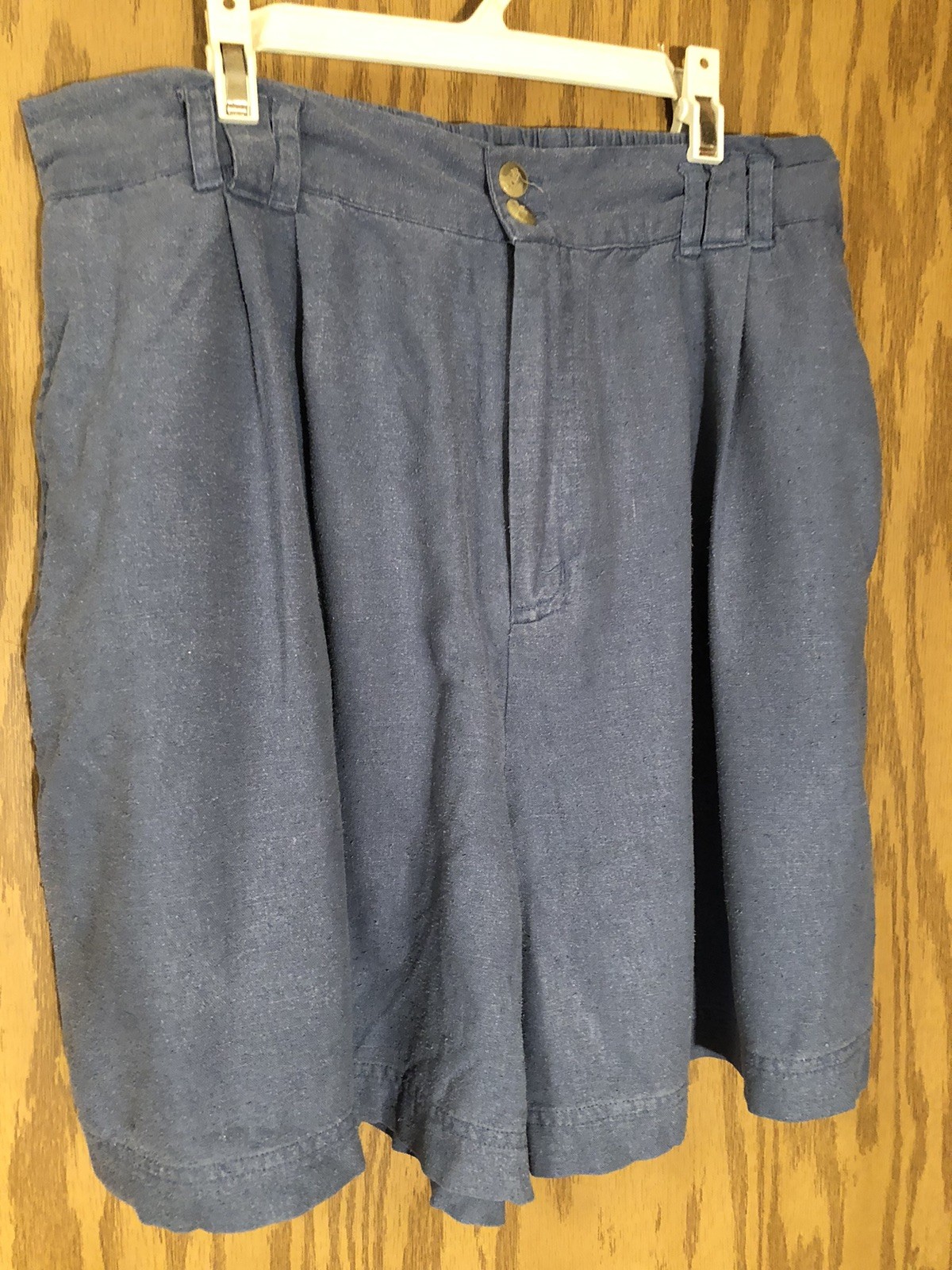 Vintage Women’s Size XL Blue 100% Silk Shorts Inseam 6 Elastic Waist 31-33