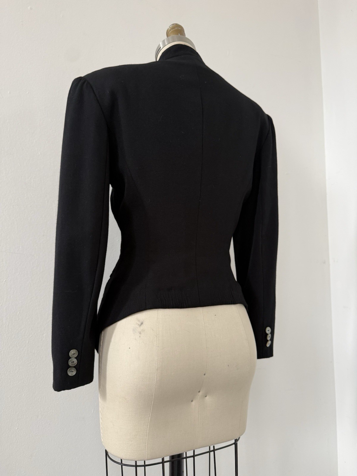 80s Avant Garde Paris Designer Premonville Dewavrin Fitted Wool Tailcoat Jacket