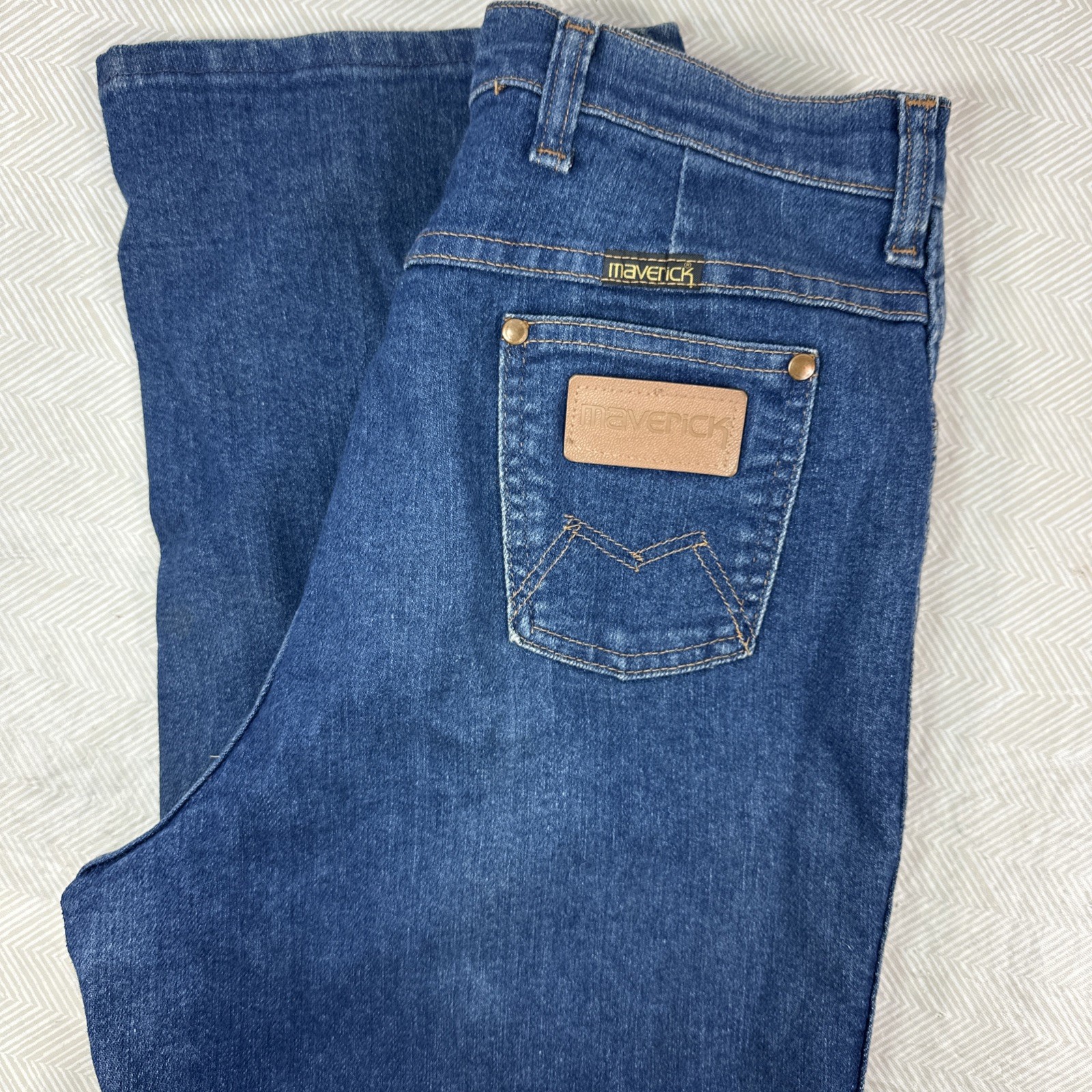 Maverick Jeans Misses 16 Vintage Rare 70s Straight High Waist 28×34 Made USA