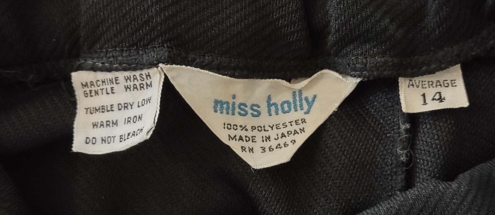 Vintage 60&rsquo;s Black Polyester MOD Hippie Bell Bottoms Pants Miss Holly S Average
