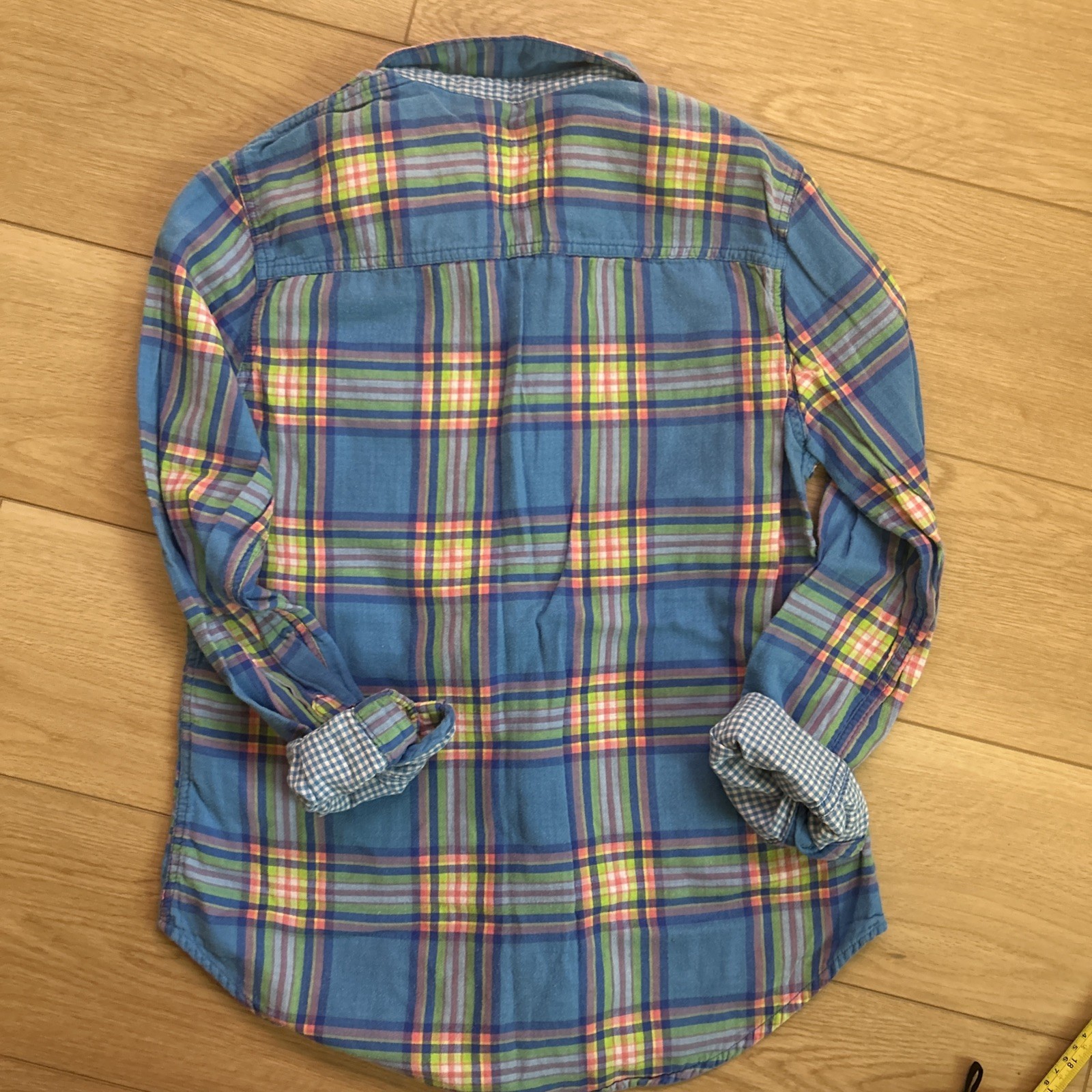 VTG Y2K Hollister Button down Plaid gingham colorful Embroidered logo Sz Small
