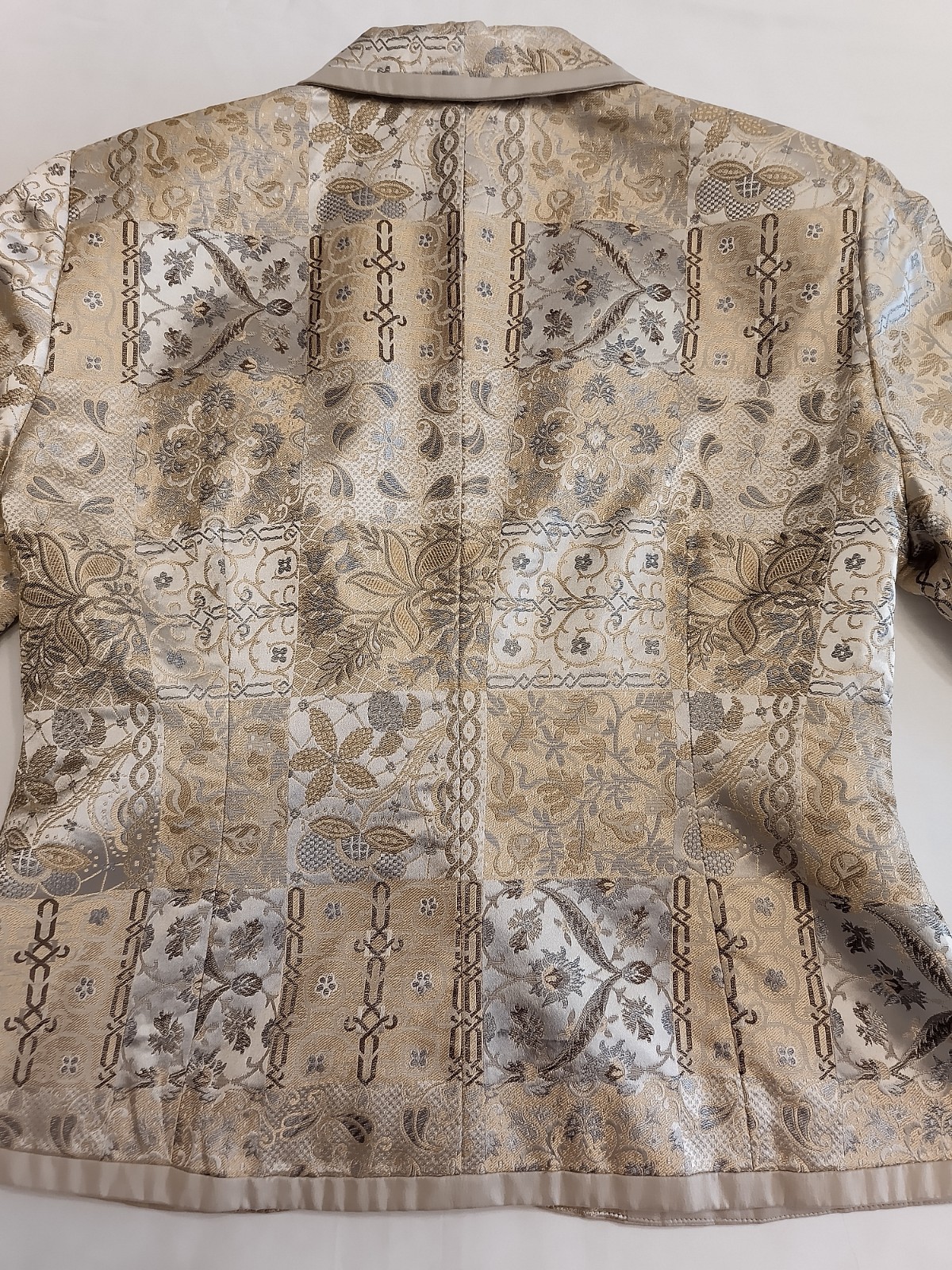 Peck & Peck Blazer Jacket Gold Floral Patchwork Jacquard Brocade Vintage Size 12