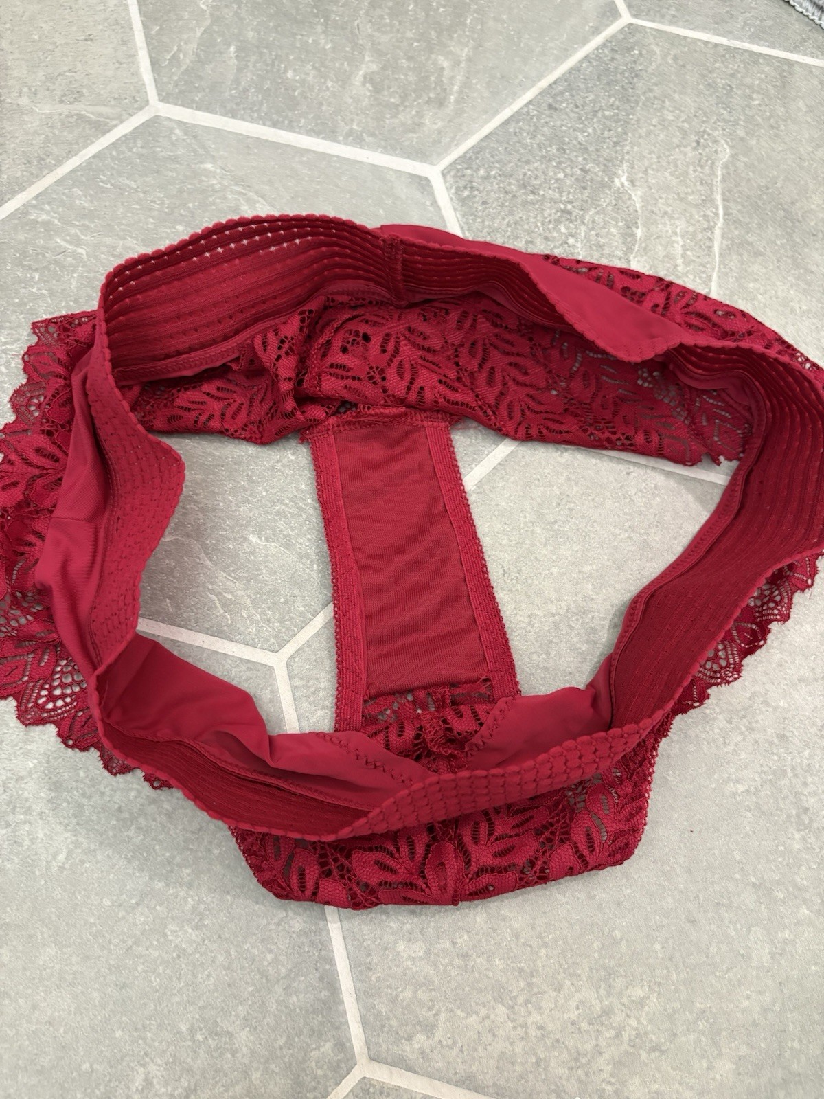 NEW Liquid Satin Panty High Rise Lace Hipster Red Panties XL NWOT