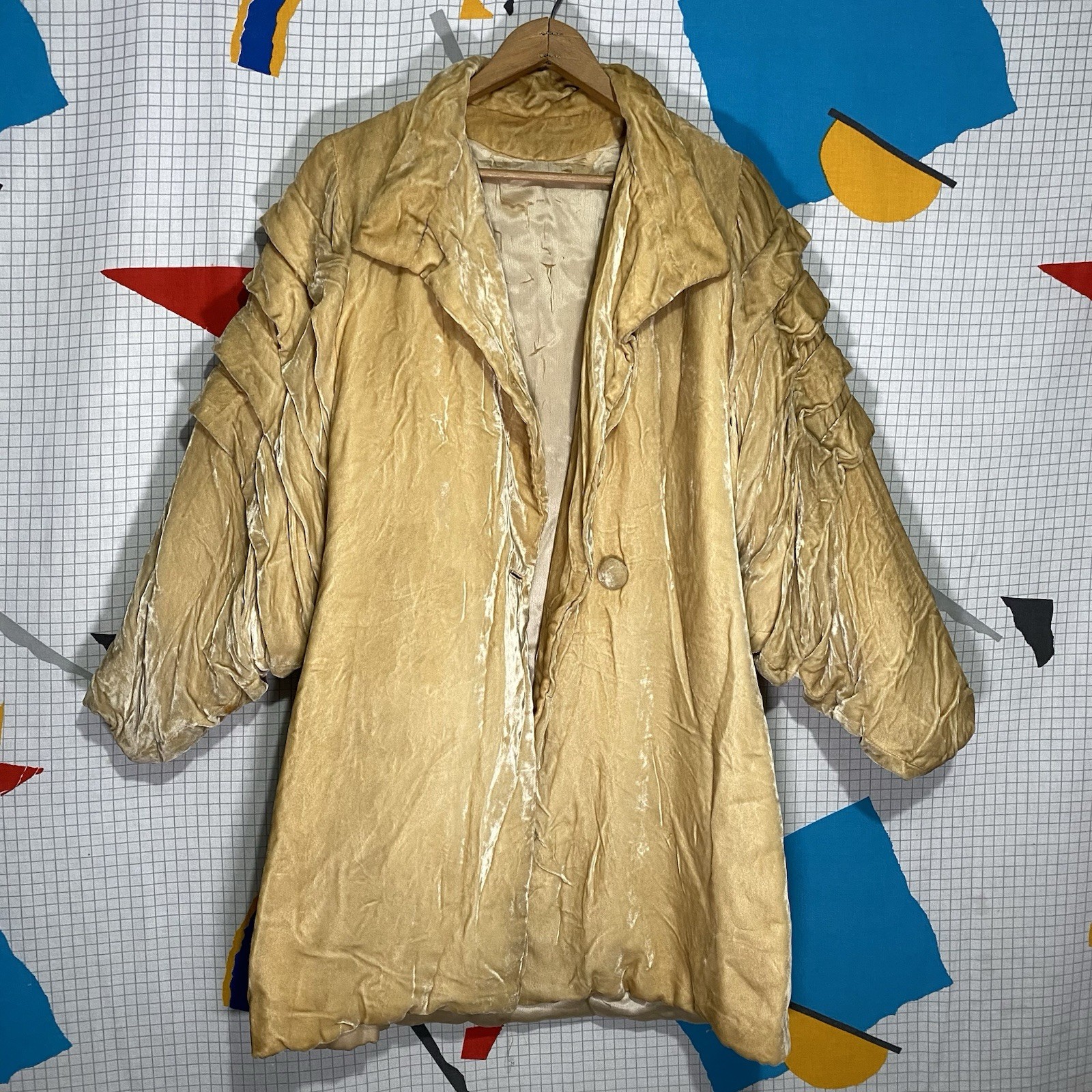 Vintage 30s NRA Label Jacket Velvet Coat Ruffled Velour National Recovery Admin