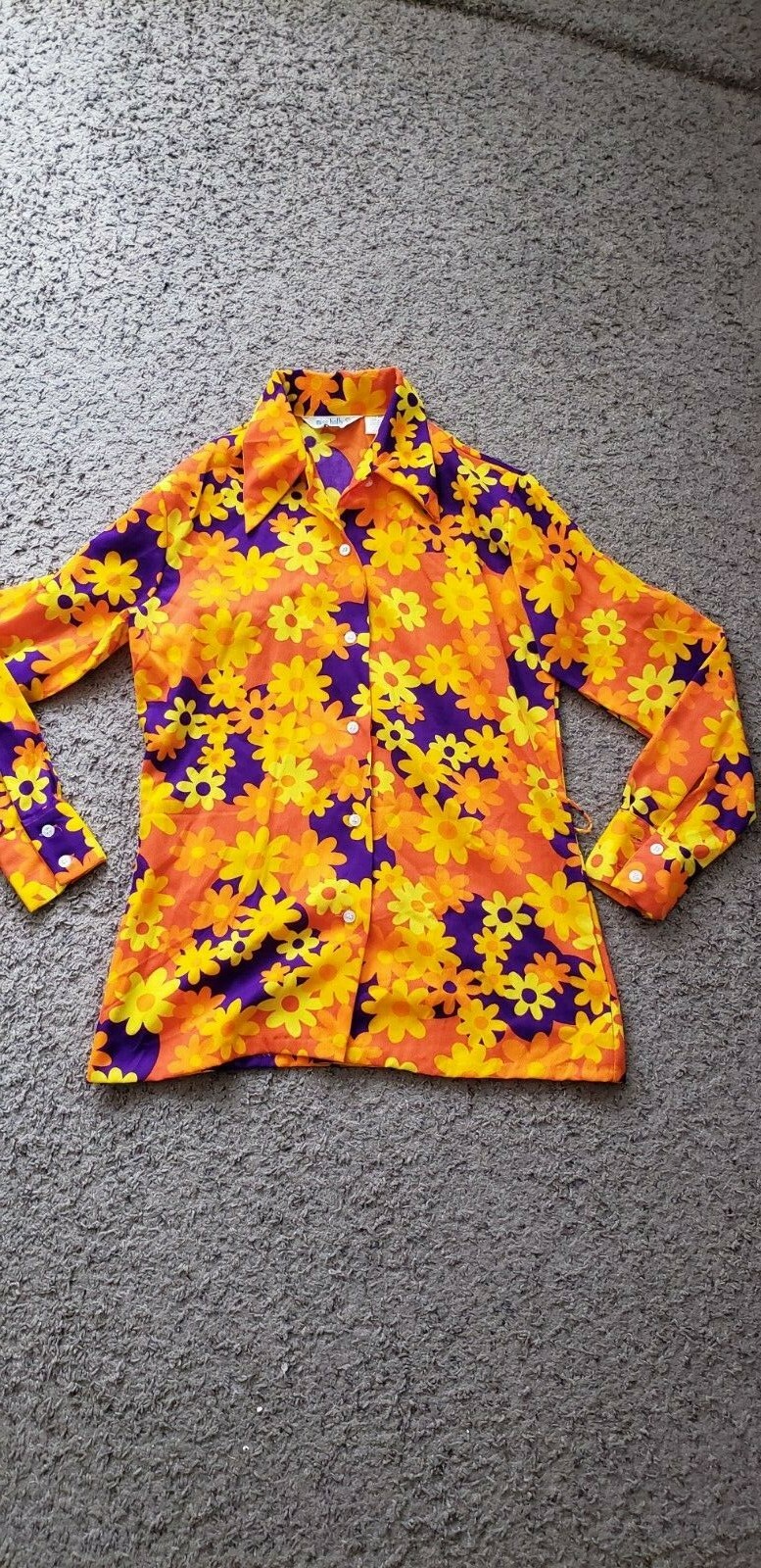Vintage 60s 70s MOD gogo MISS HOLLY Polyester hipster boho Top popart
