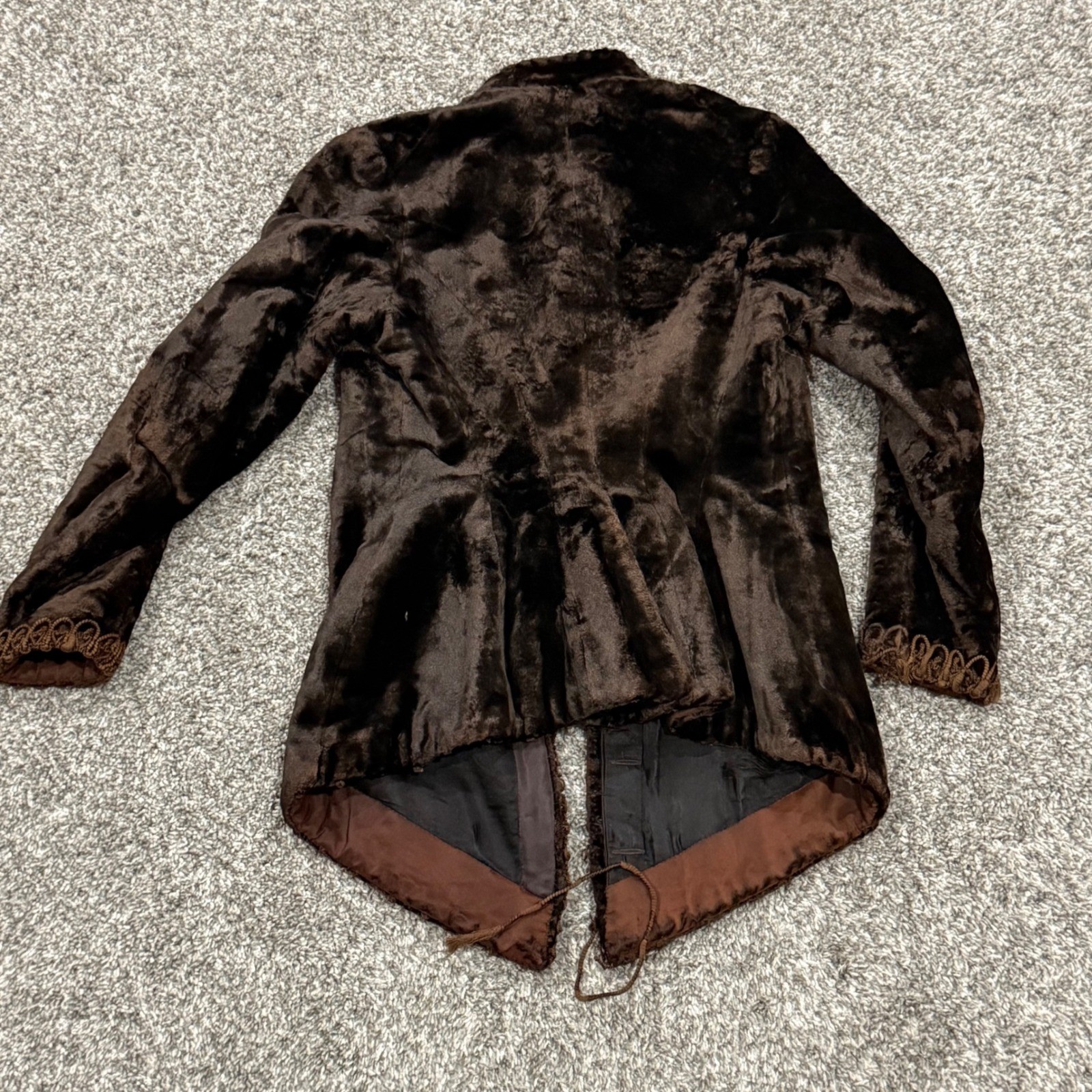 Antique 1890s Victorian Plush Velvet Soutache Trim Jacket Edwardian Steampunk