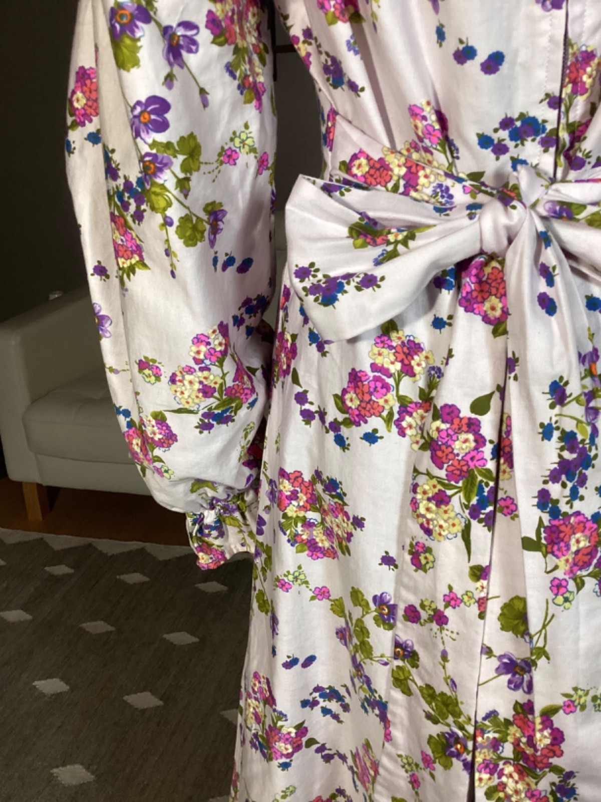 Vintage 70’s Handmade Floral Ruffle Prairie Maxi Dress Boho Hippie