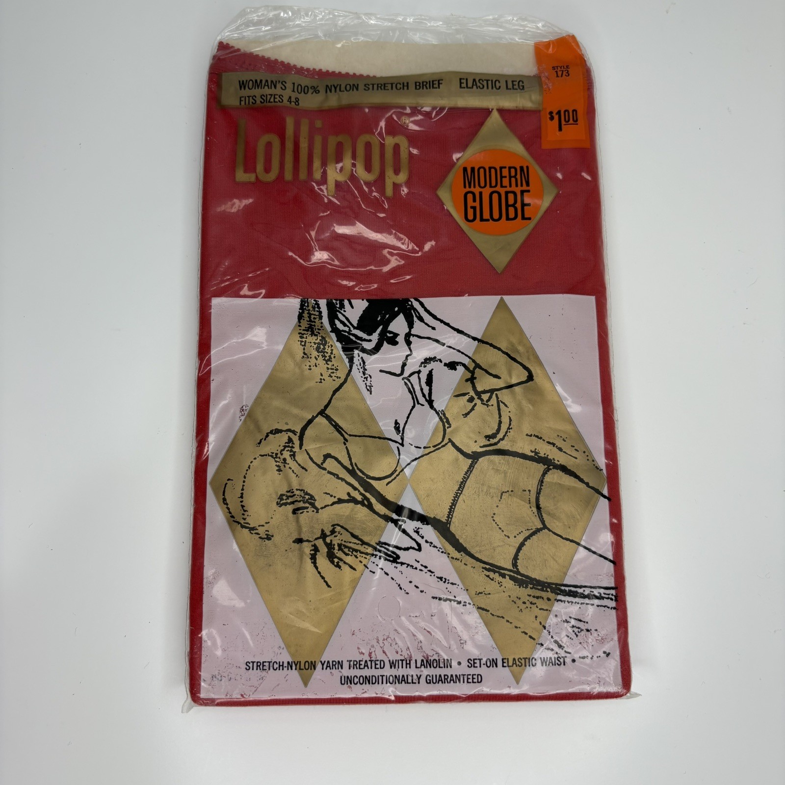 Modern Globe Lollipop Vintage 1960&rsquo;s Womens Size 4-8 Red Nylon Briefs
