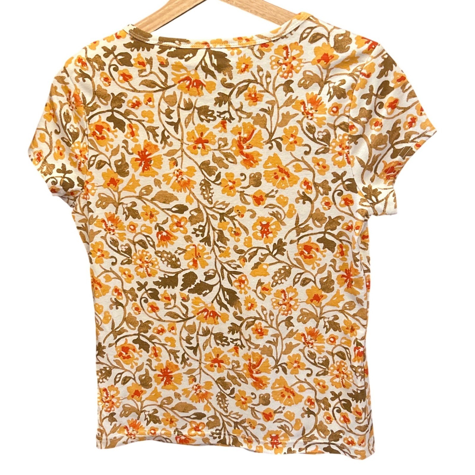 Vintage 90s First Issue Liz Claiborne Floral V-Neck Top Cottagecore Boho Earthy