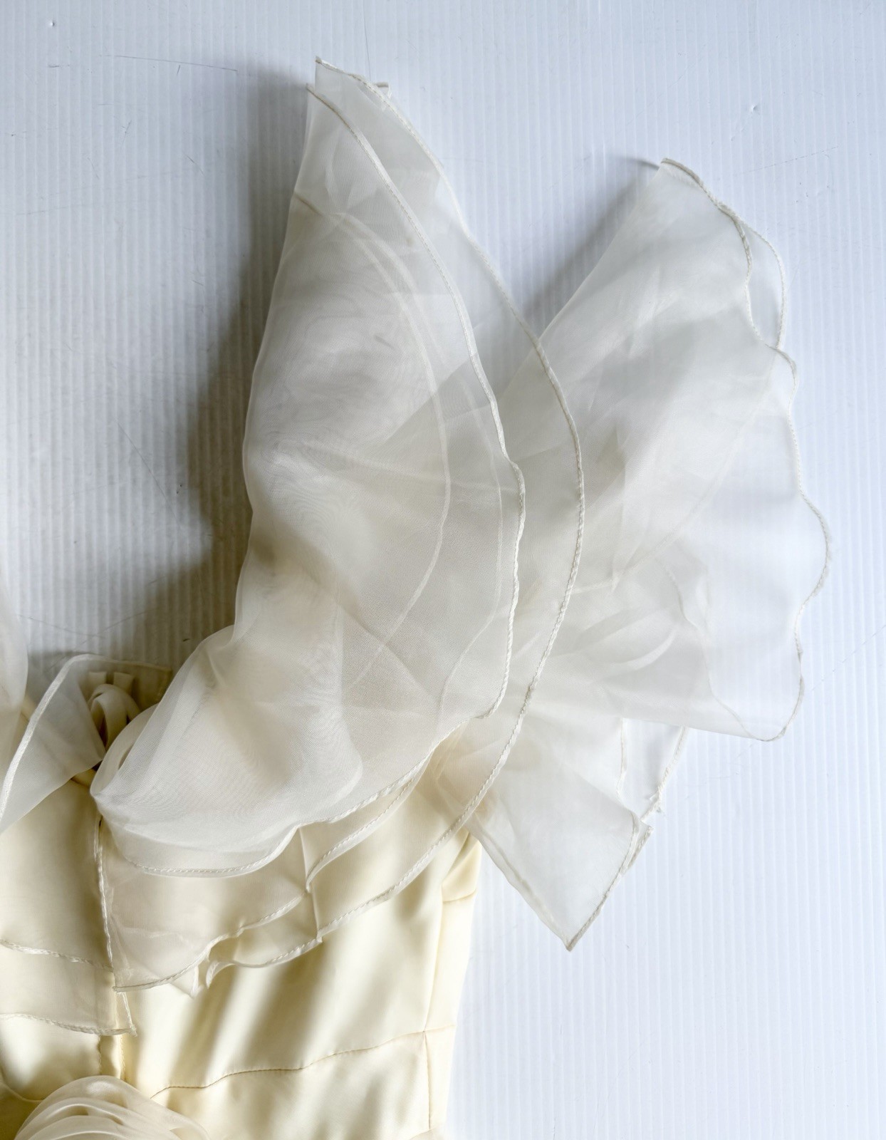 Vintage Pale Yellow Lorrie Deb Gown, Ruffles, Prom Dress