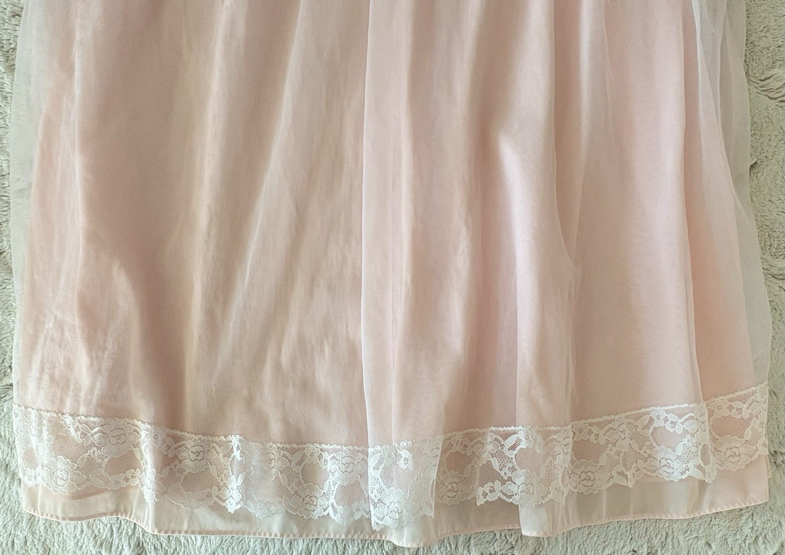 Vintage Intime California Double Layer Lace Accent Nightgown Womens M Pink White