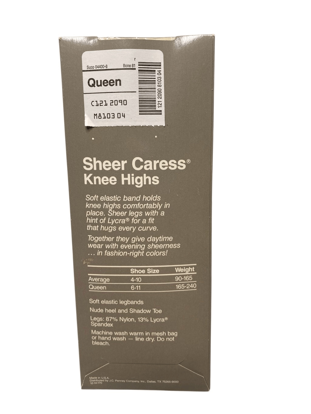 Worthington Sheer Caress Knee Highs Bone Queen Shadow Toe Hosiery New Everyday