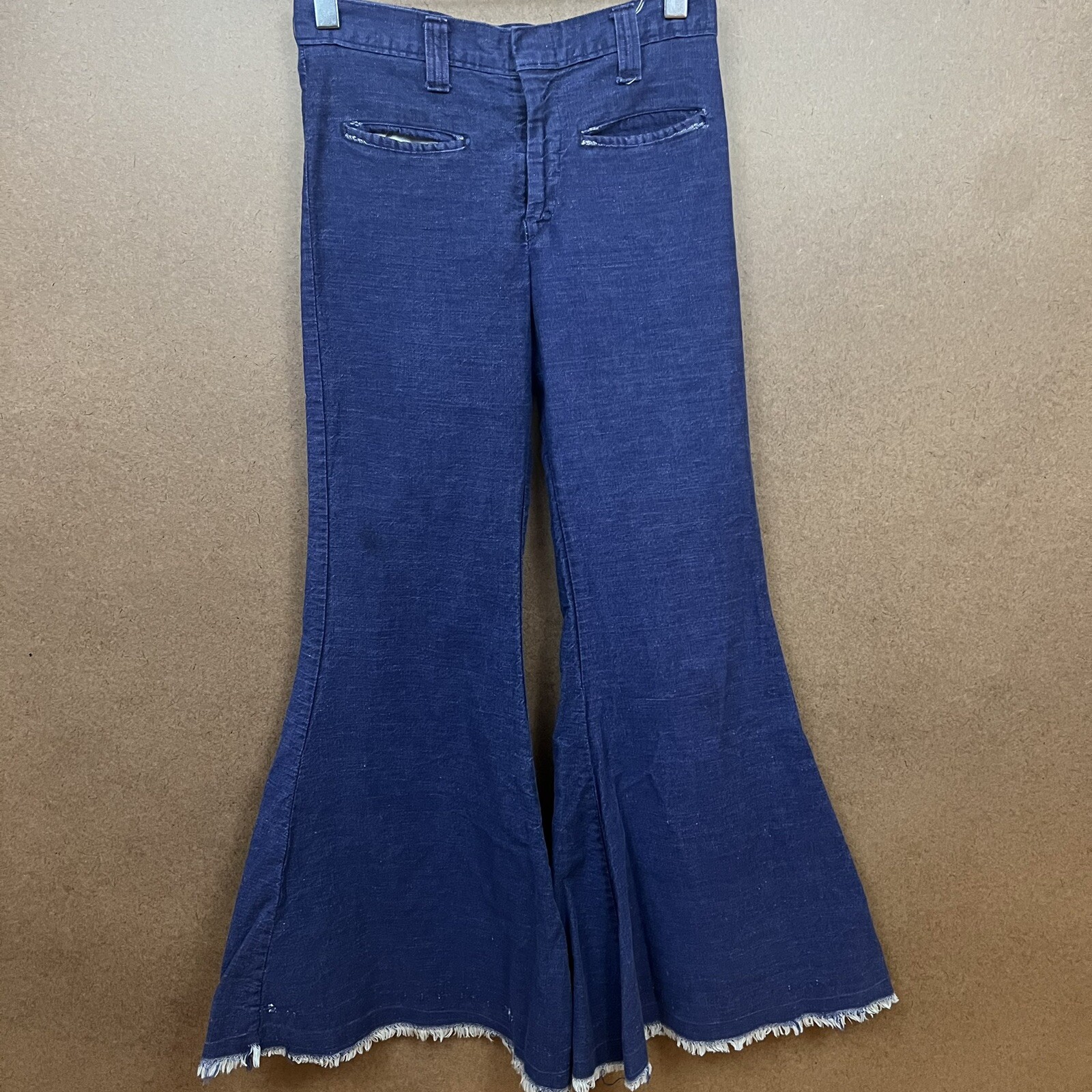 VTG 60s 70s Anvil Brand Denim Frayed Bellbottom Jeans Talon 42 Zip 27×30.5