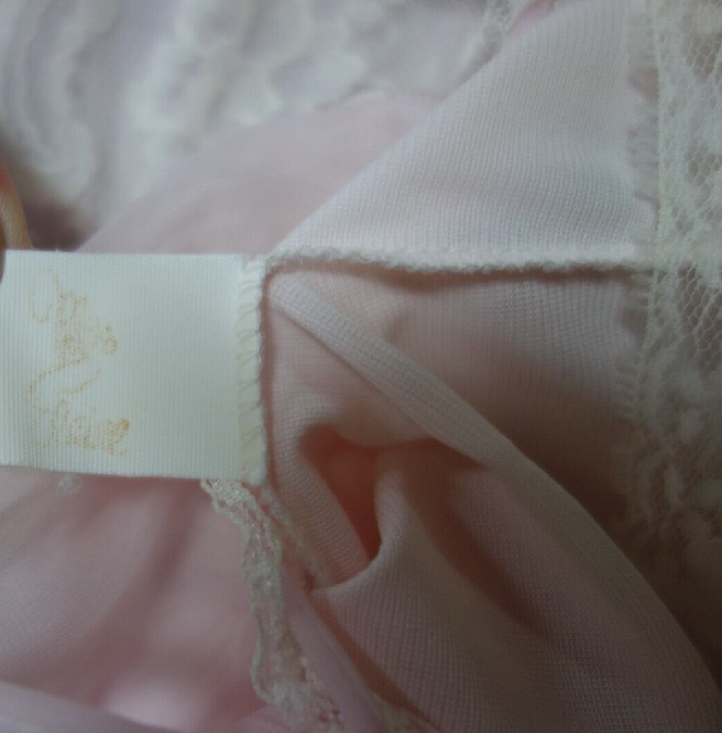 Vtg. Miss Elaine Nightgown Nightie Nylon with Chiffon Layer Size Small Pink