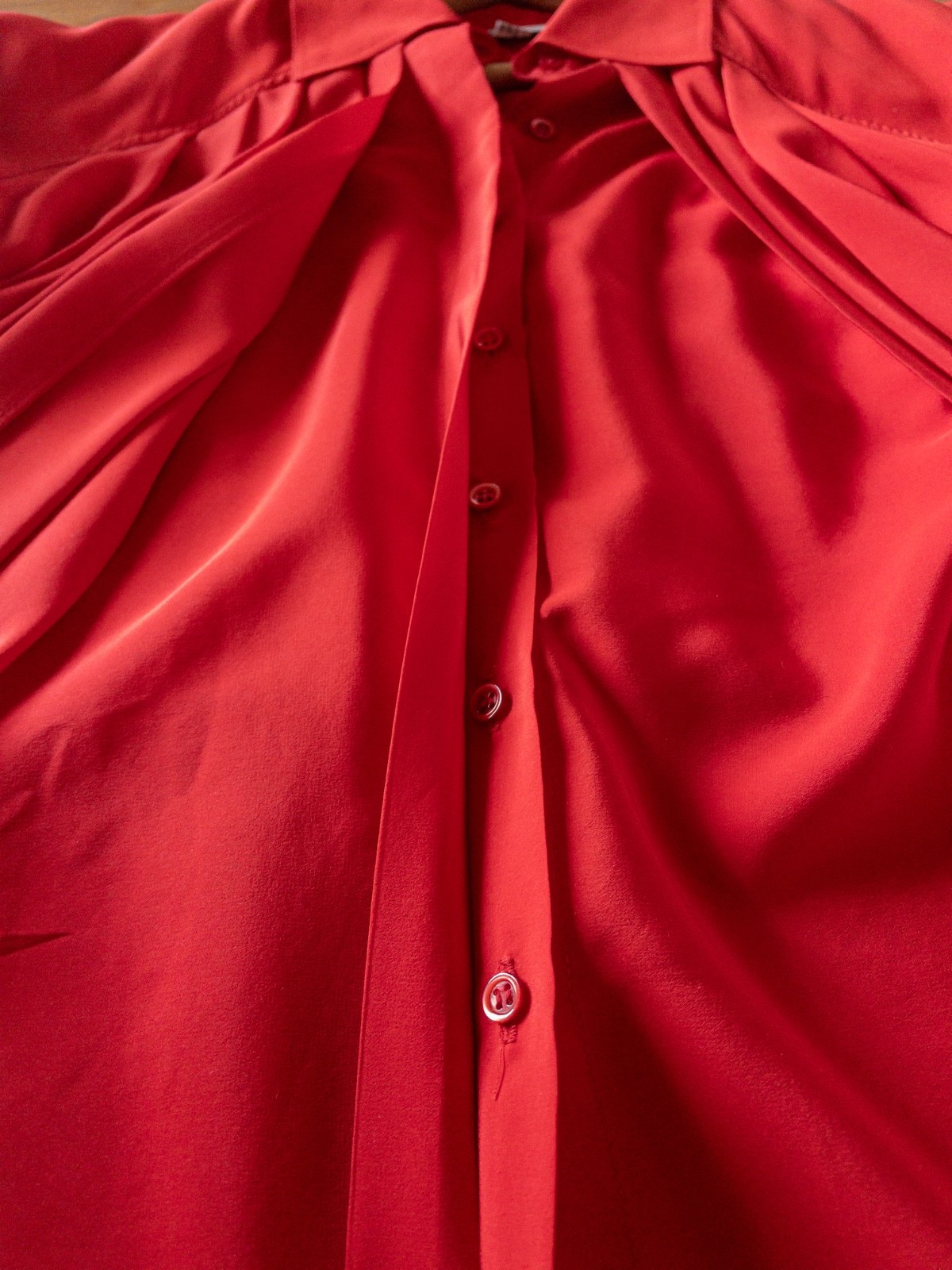 Jacques Molko Paris Vintage Red 100% Silk Top Lux Designer 1980&rsquo;s – 1990&rsquo;s RARE!