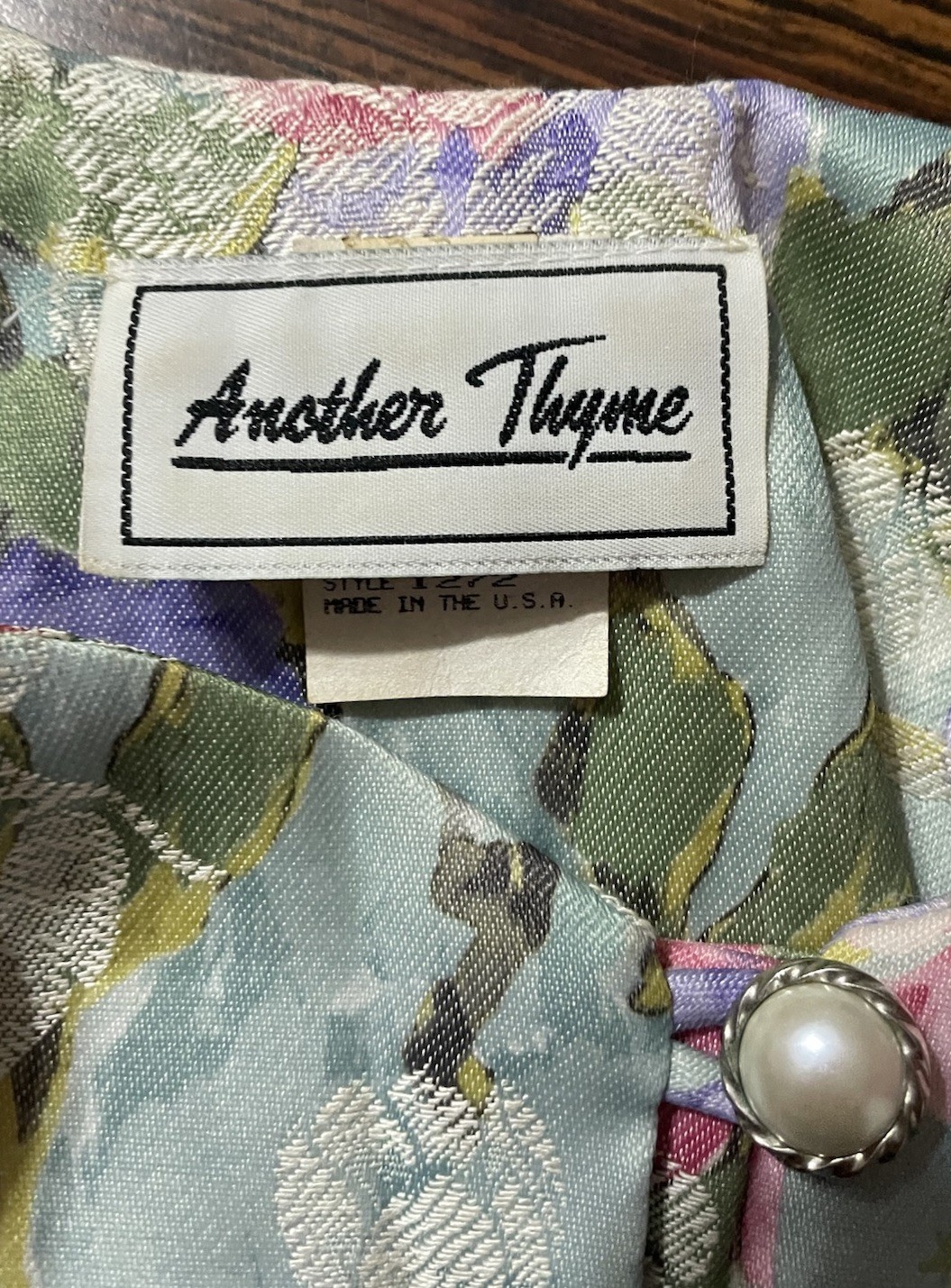 Another Thyme Jacket Size 12 Vintage 1980’s Shoulder Pads Pearl Buttons Bow