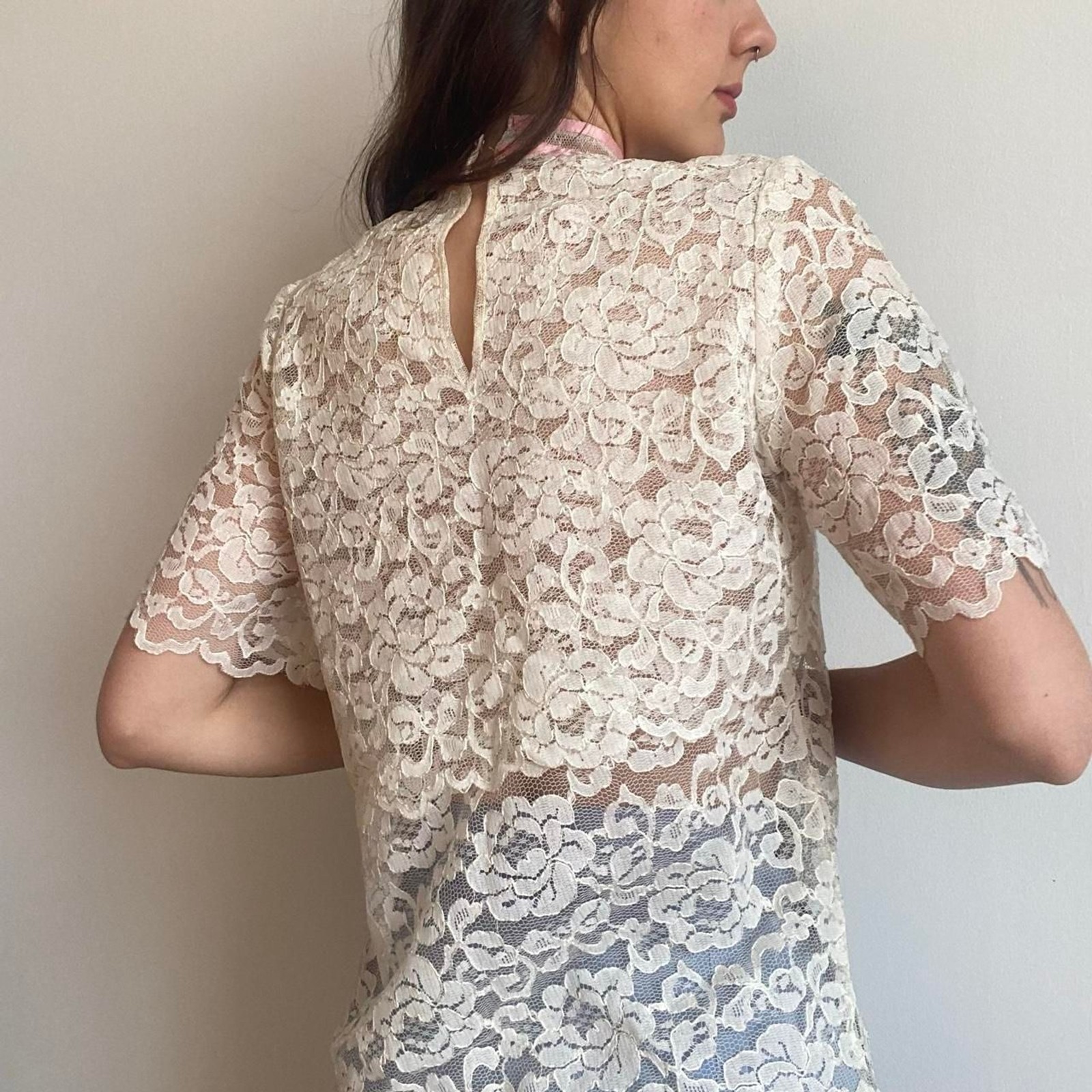 1960s lace asymmetrical top