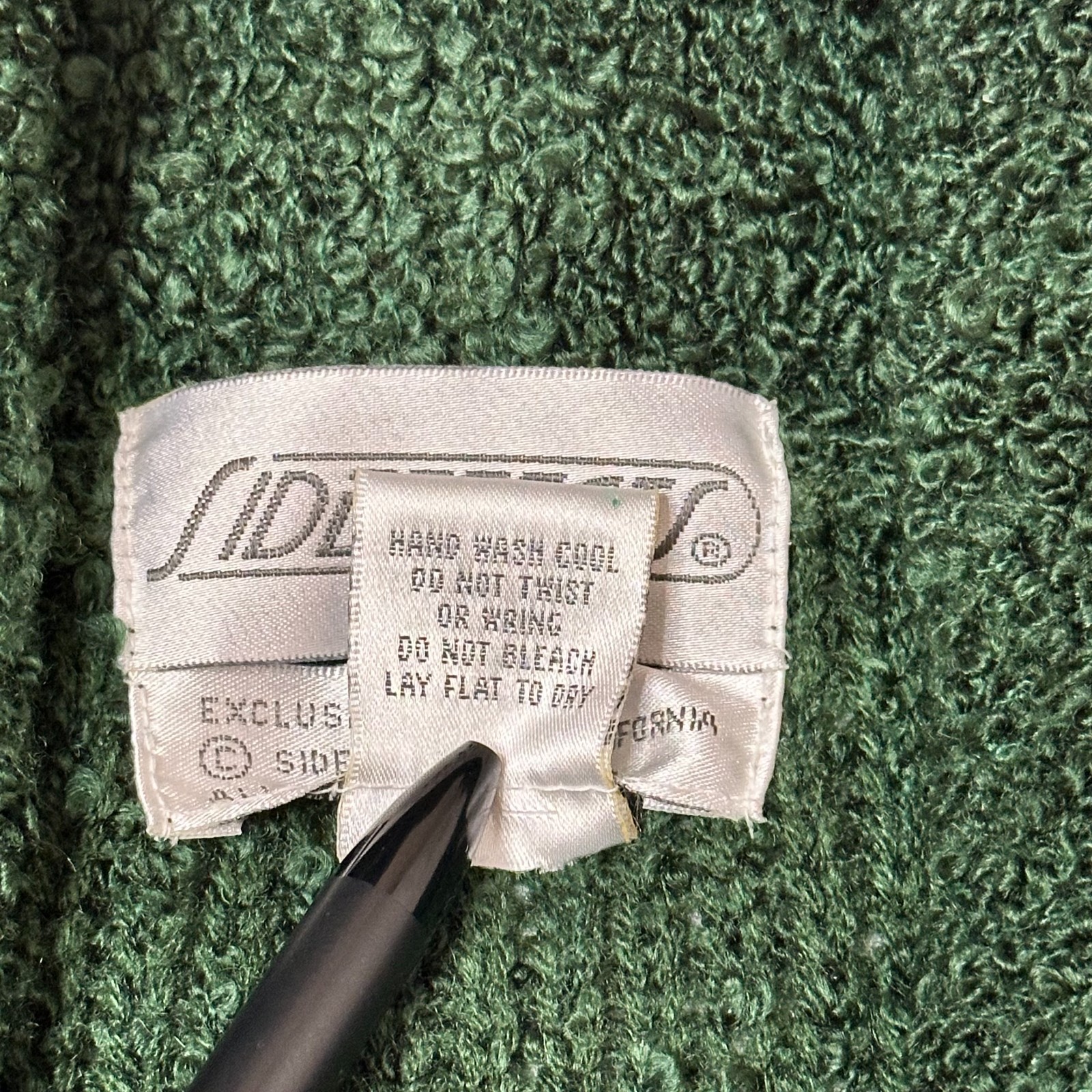 Vtg Sideffects Women’s Open Front Boucle Cardigan Sweater M Forest Green Cozy