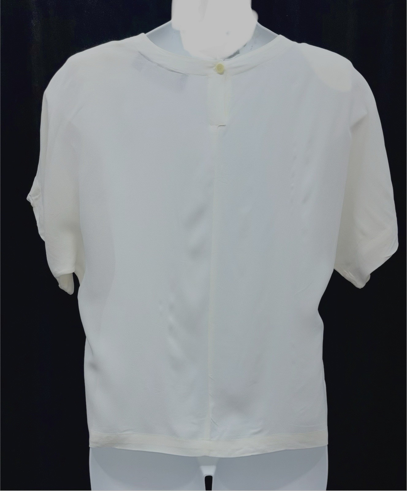 Vintage Karen Kane Women Size 12 Keyhole Button Short Dolman Sleeve Top Ivory
