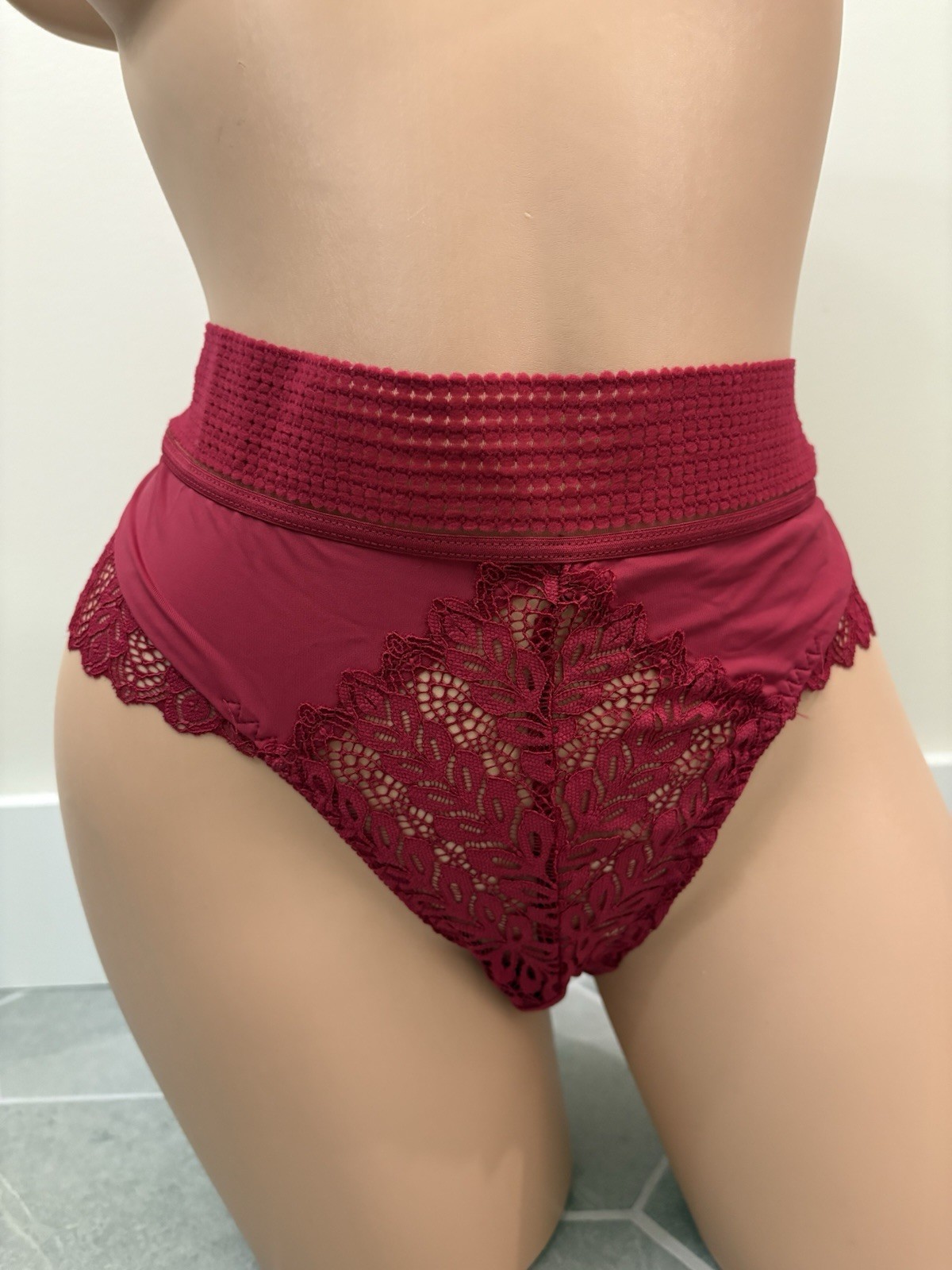 NEW Liquid Satin Panty High Rise Lace Hipster Red Panties XL NWOT