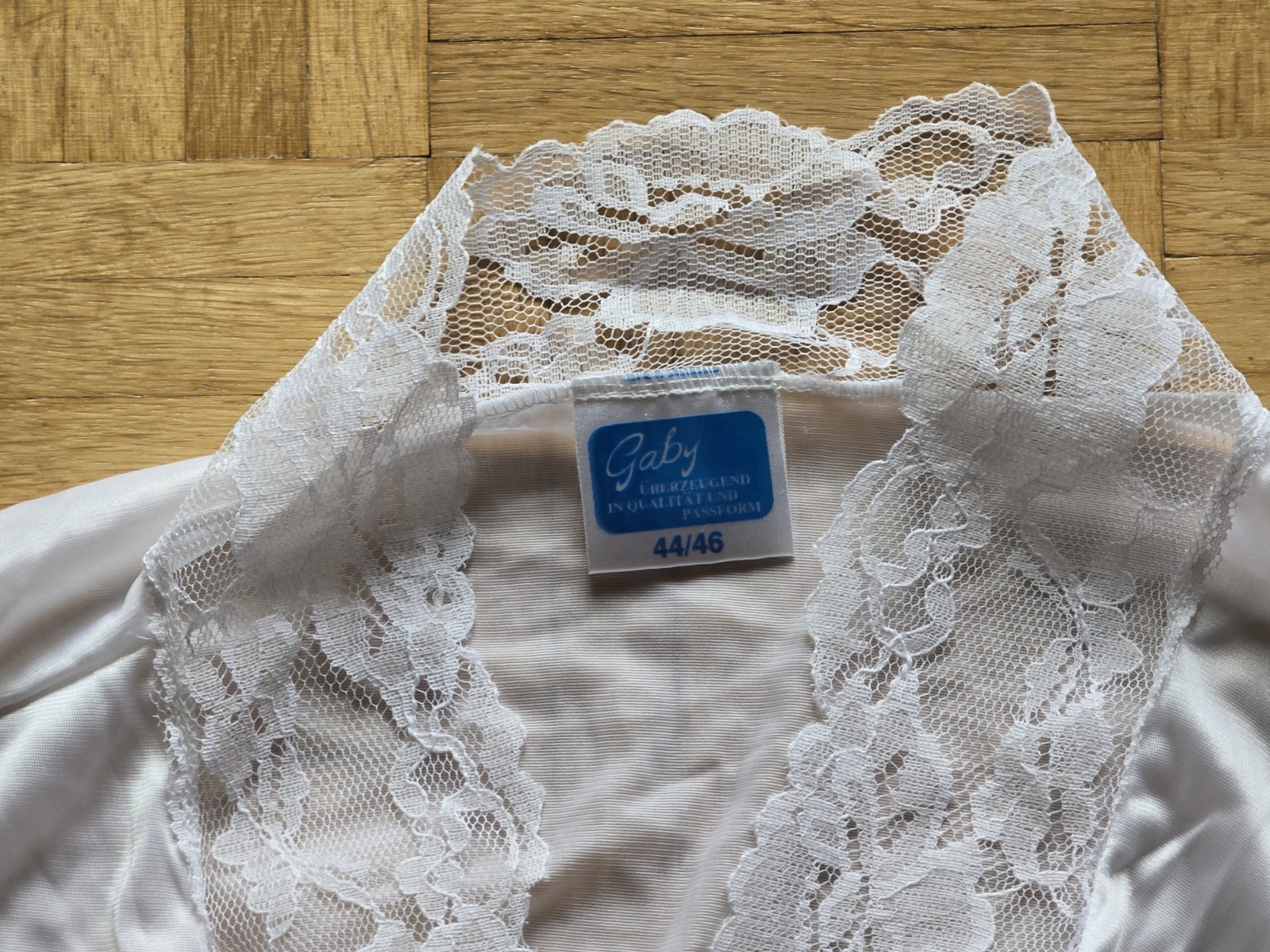 GABY Princess Nylon Chemise, Dressing Gown, Size 44-46, White, NEW * VINTAGE