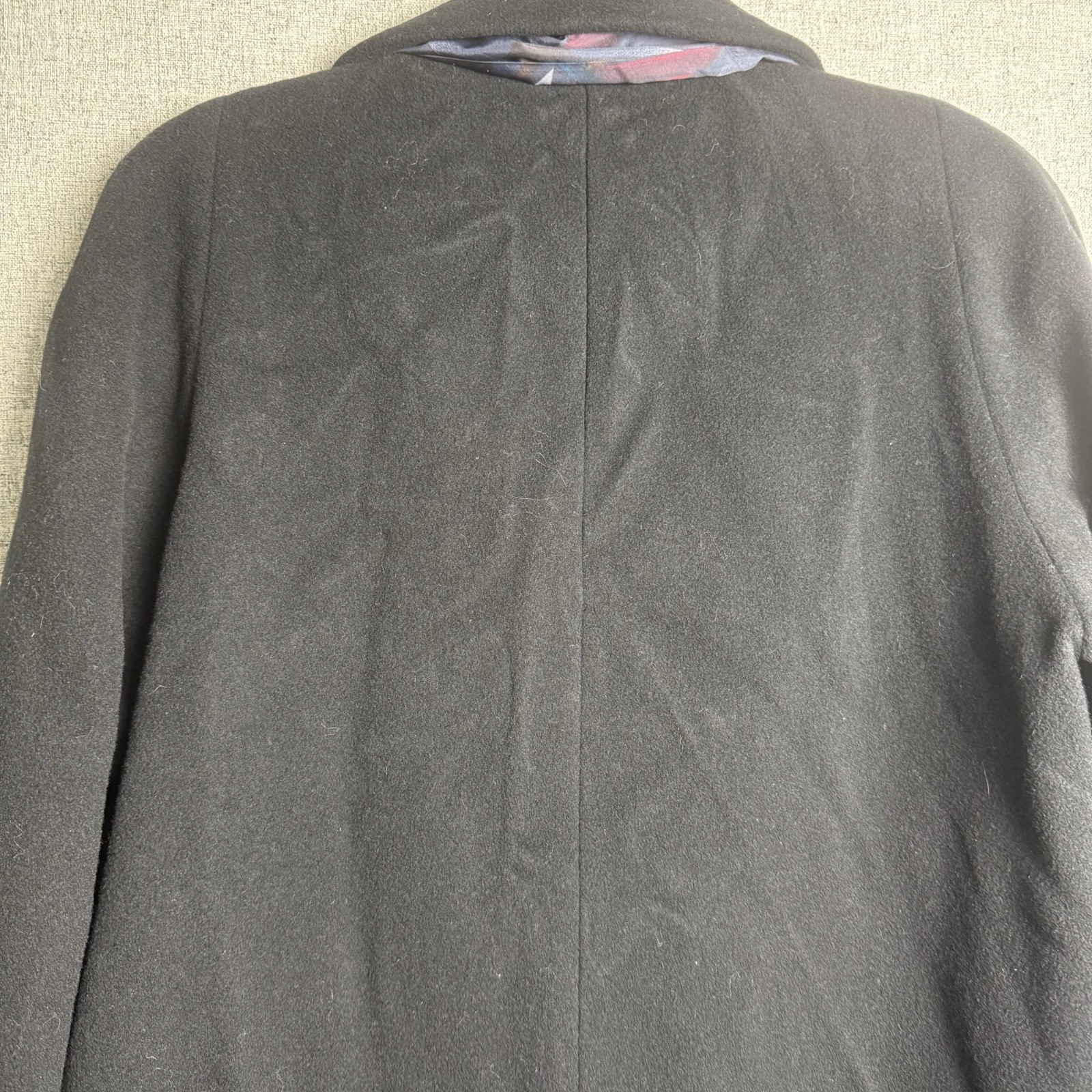 Vintage Alorna Wool Double Breasted Long Black OverCoat Coat MEDIUM/LARGE P