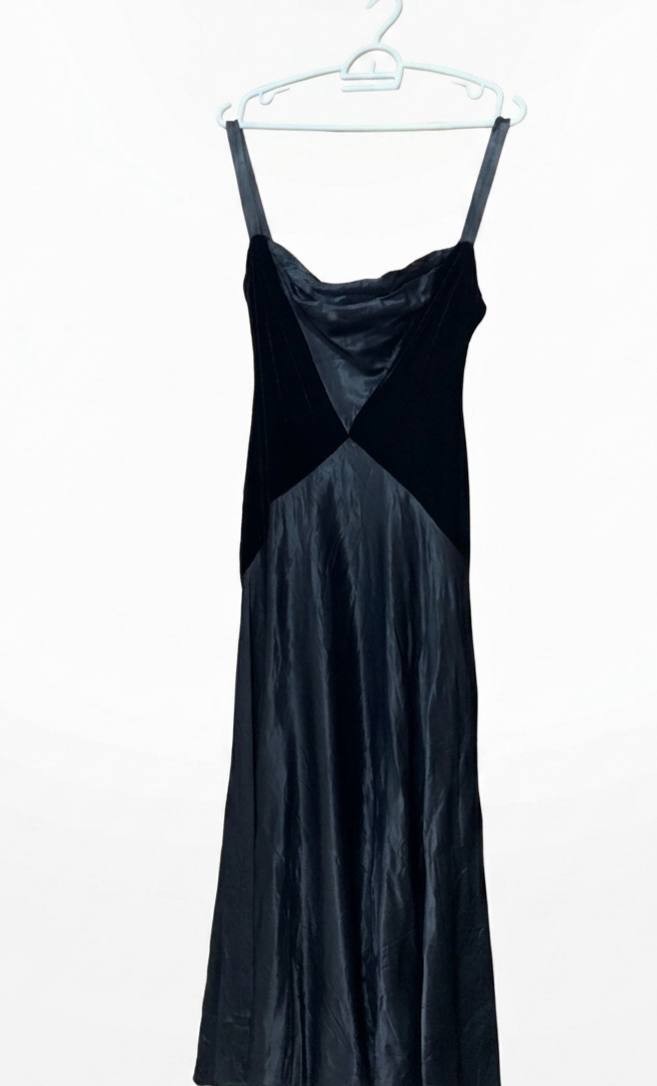 vintage 90s night way collection black velvet maxi dress size 6