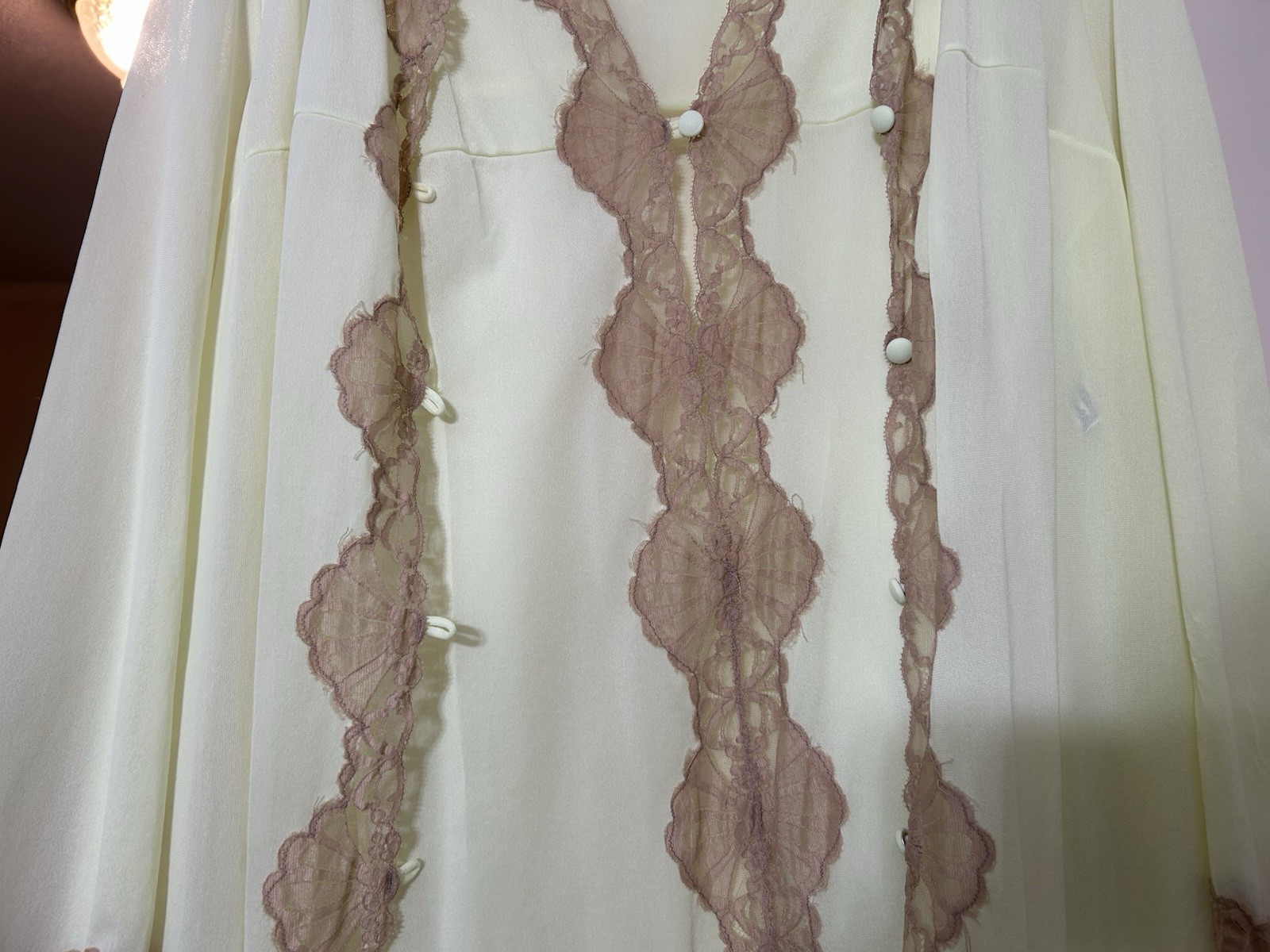 Vintage Emilio Pucci Formfit Rogers Nightgown Robe Lingerie Lace Detail Ivory