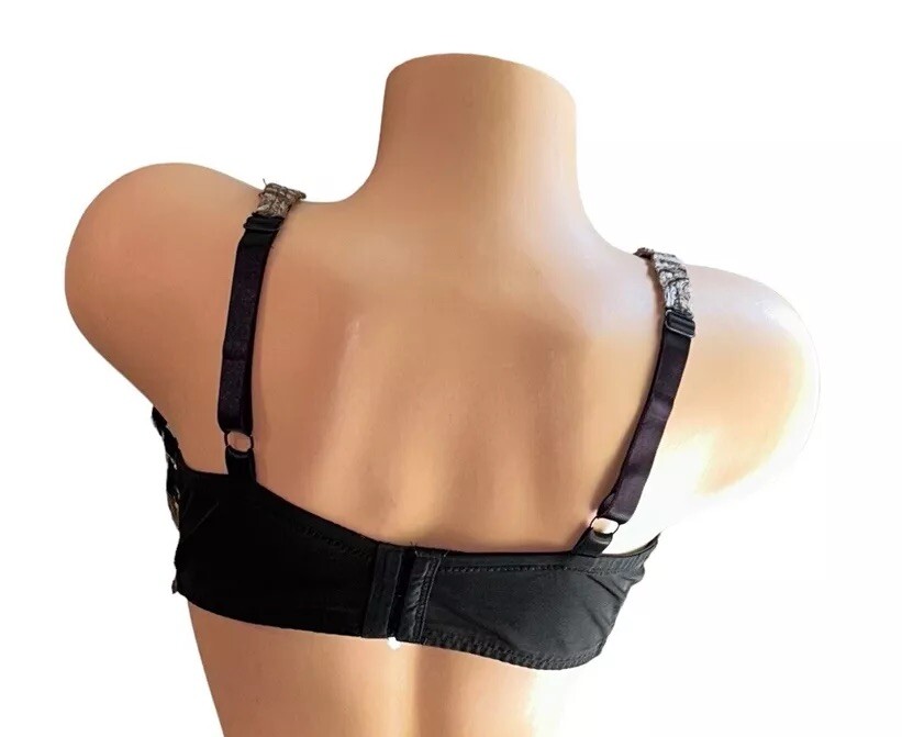 LUNAIRE Black Mocha & Gold Sheer Mesh Nylon Bra Womens 38DD