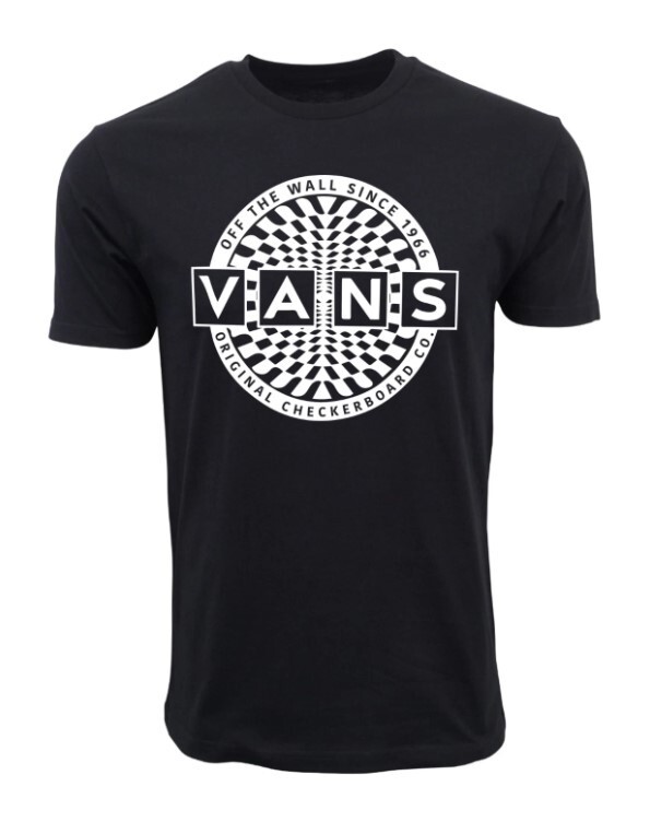 VANS MENS OF THE WALL CHECKERBOARD BLACK T SHIRT