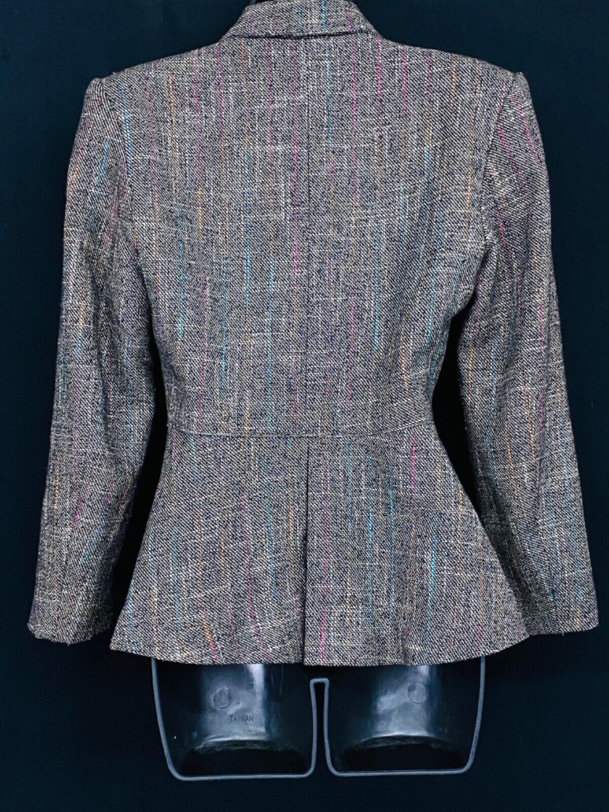 Vintage 1980s gray jacket, Victorian style wool rainbow blazer tailored S