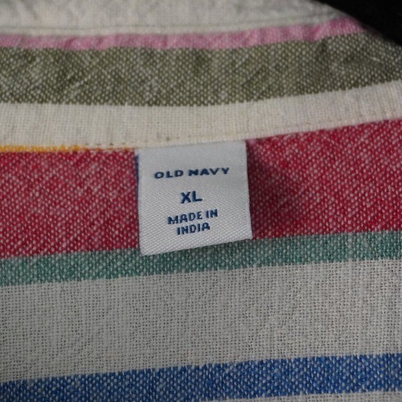 Old Navy Striped Linen Blend Button Front Shirt Dress XL Short Sleeve