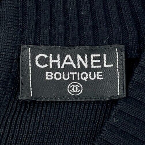 CHANEL Vintage CC Mark Logo Knit Jumpsuit Rompers Sleeveless Button Black 105312