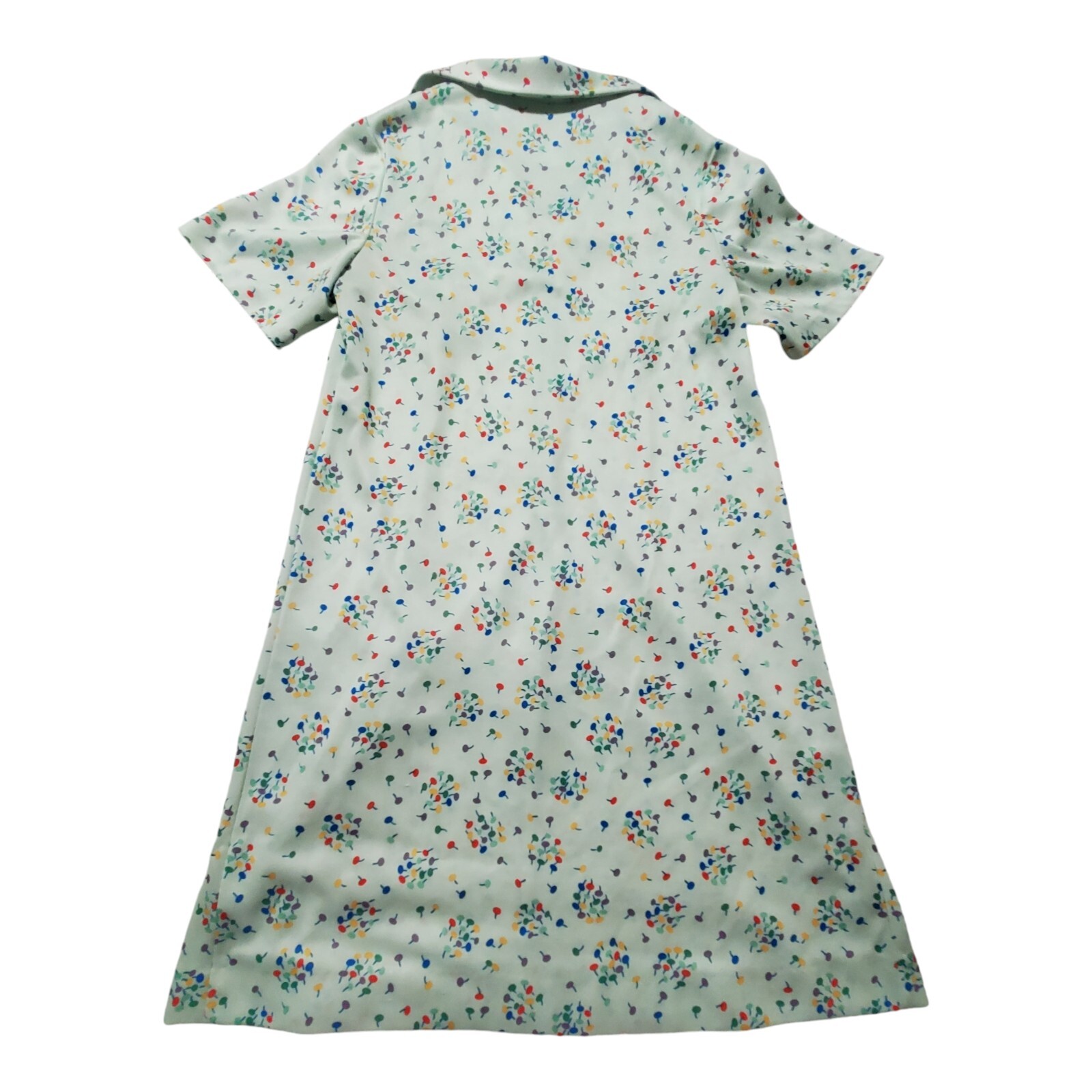 60s Shift Dress Green Mod Go Go Pattern Collared Colorful Lollipop Day Dress 18½