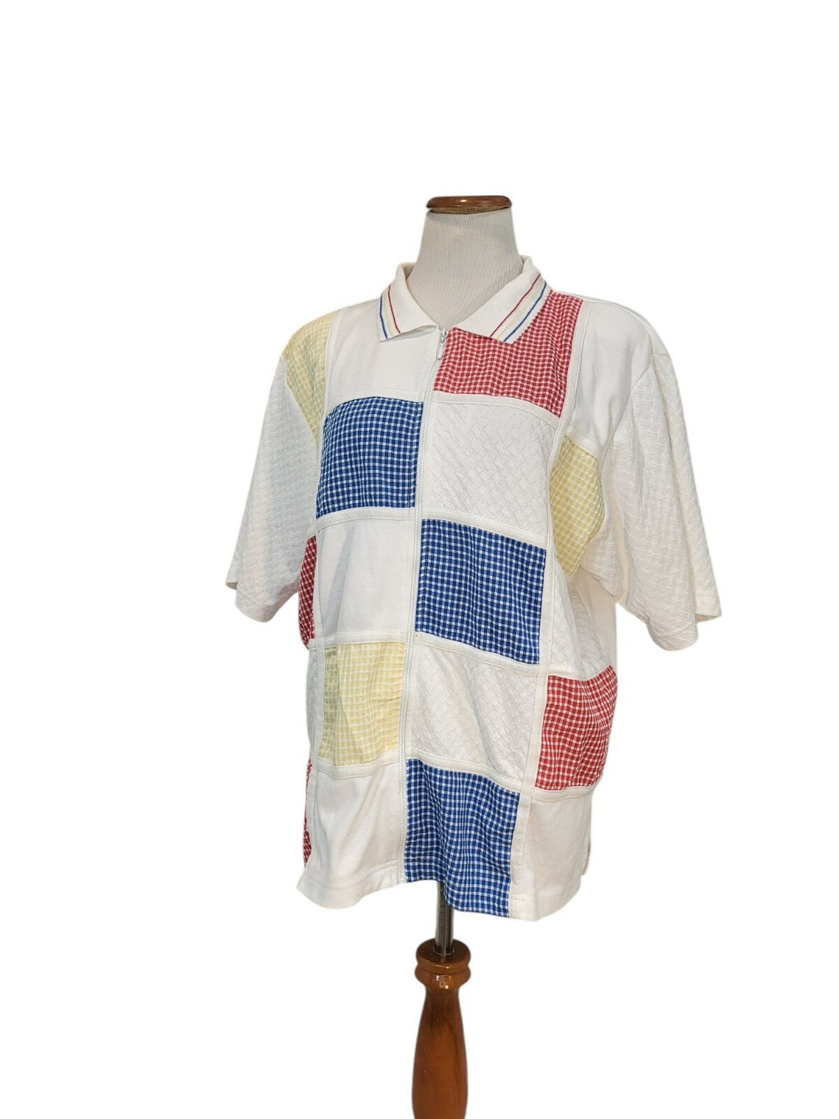 Koret Francisca Vintage 1990s Multicolor Zip Up Colorblock Shirt Size XL