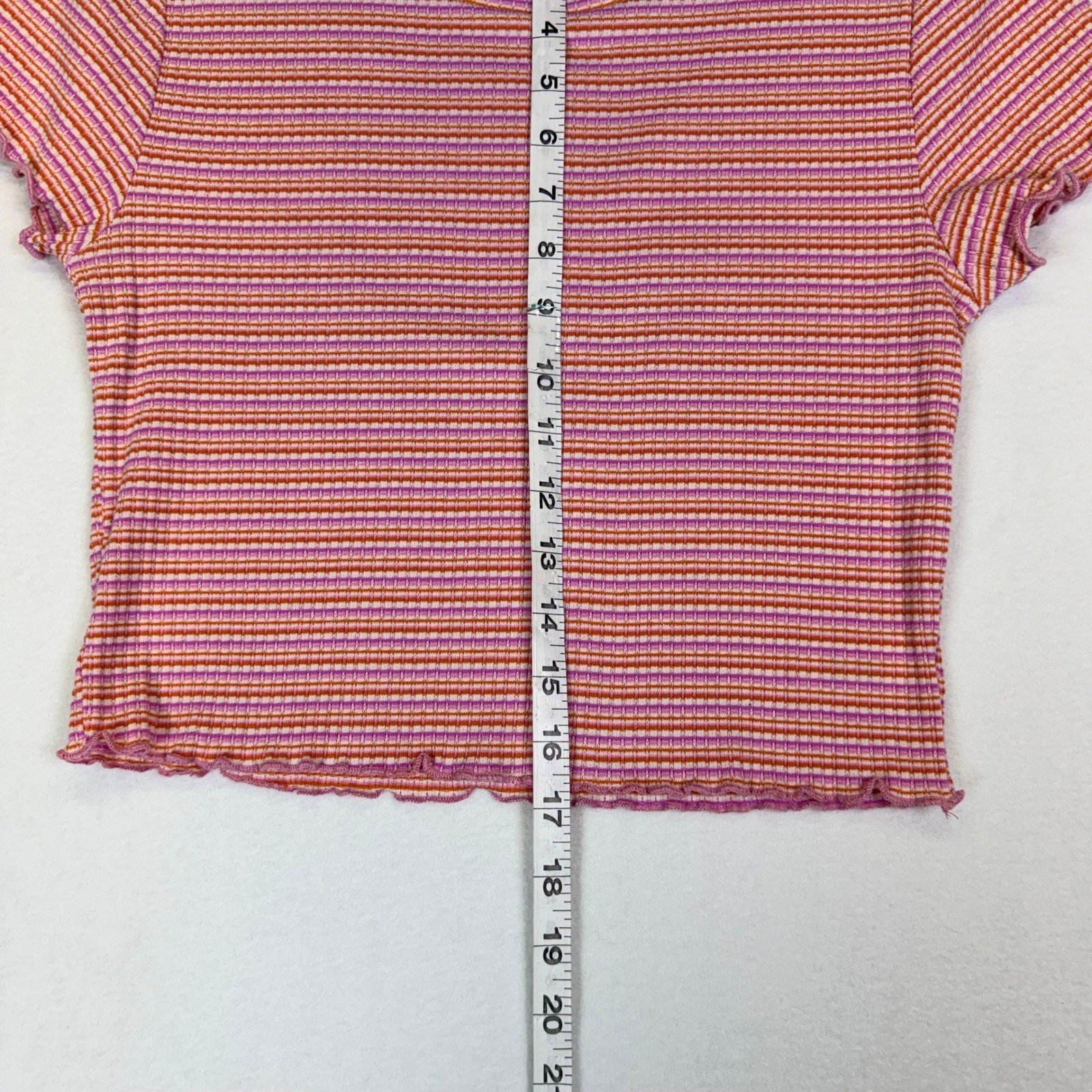 Y2K Aeropostale Shrunken Tee Ribbed Lettuce Edge Crop Top S Preppy 90&rsquo;s Retro