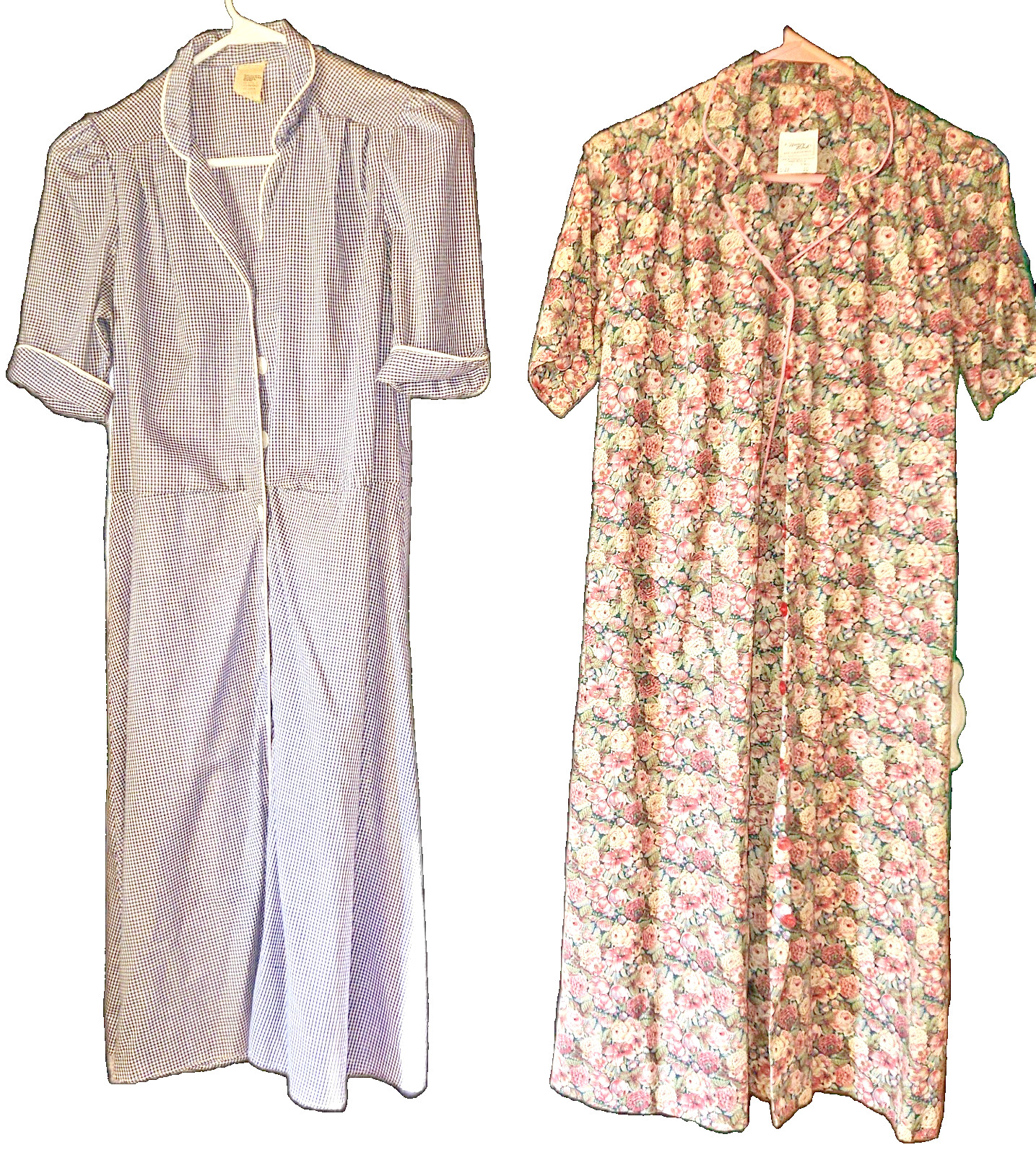 Vintage Nancy Frock House Dress Duster / Navy Blue Checked unbranded 2 in lot