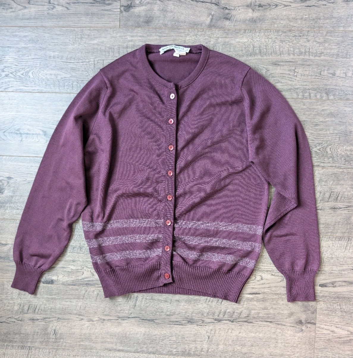 Vintage Givenchy Sport Women Button Down Classic Plum Qiana Cardigan Old Money