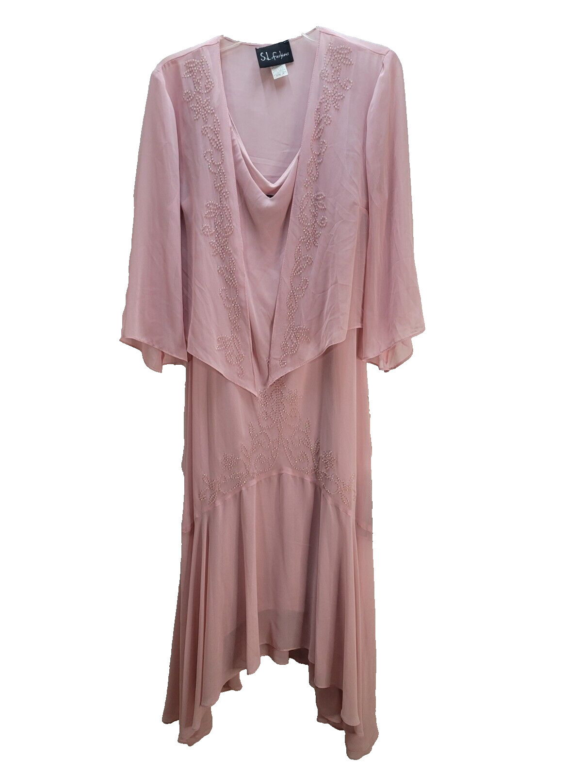 NWT SL Fashion Size 16 Evening Gown Mauve Pink Beaded Lined JCPenney Dress