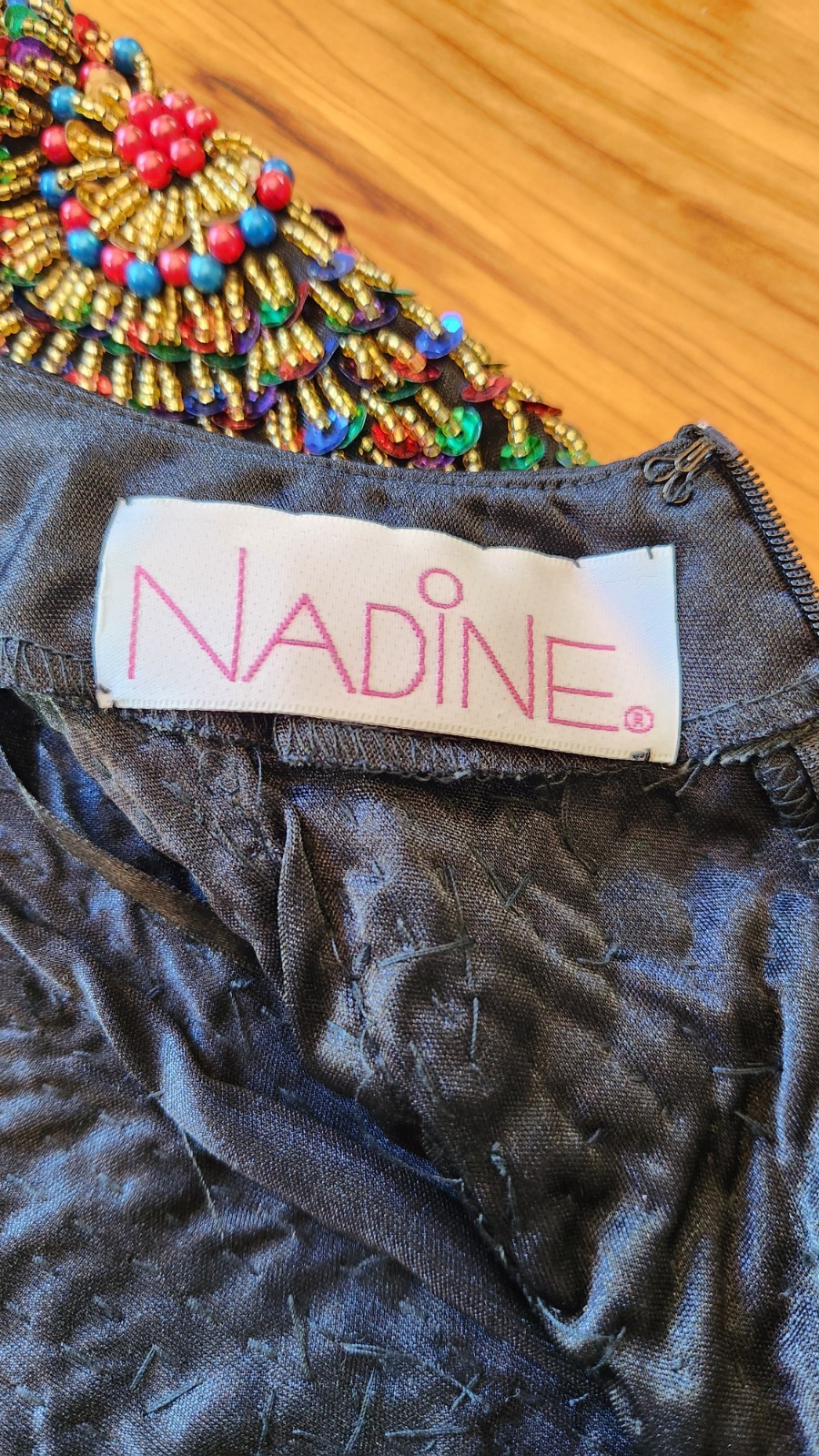 Vintage Nadine 80’s Fireworks Sequin & Beaded Keyhole Dress Size Small