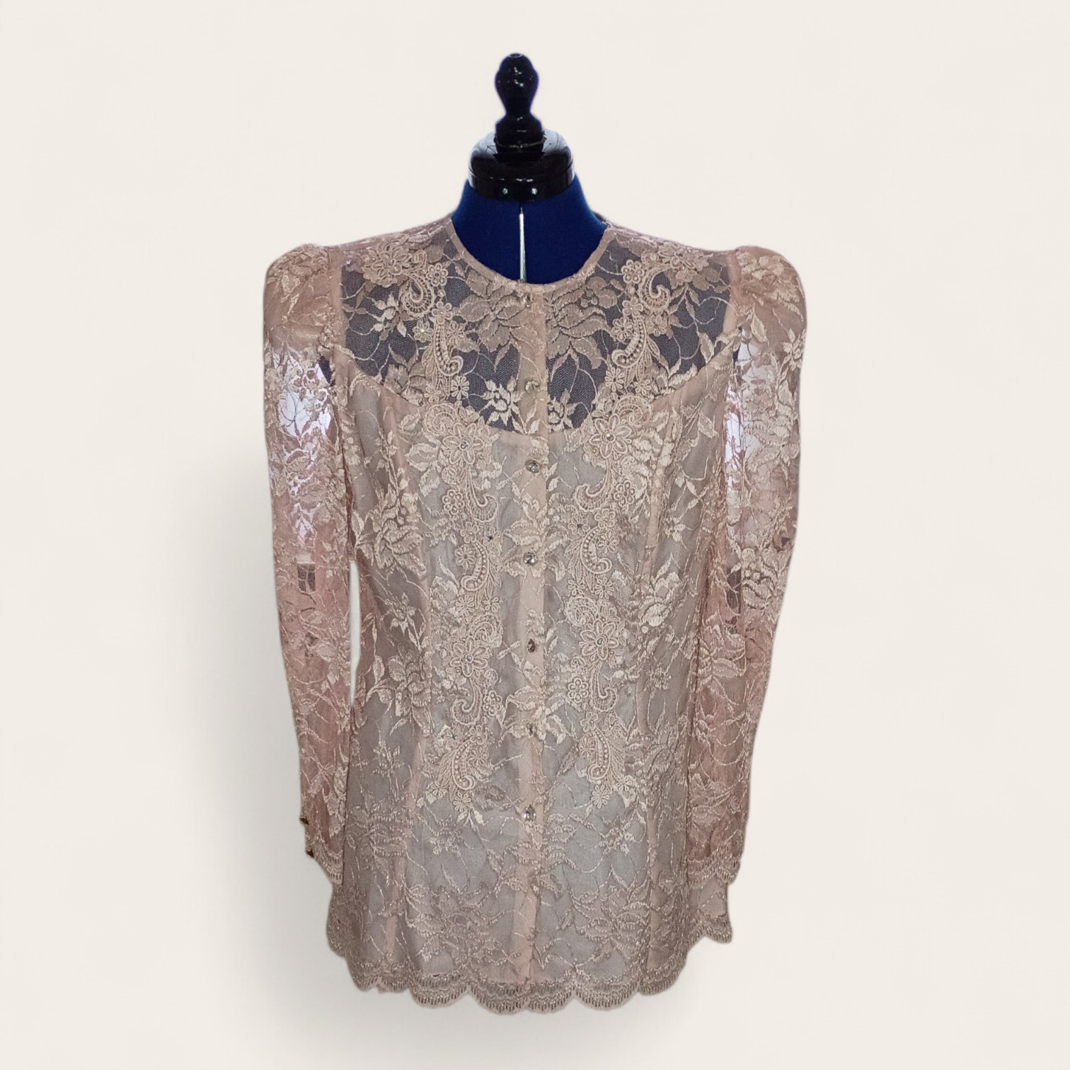 Cachet Women’s Vintage Victorian Lace Top Sz 13/14 Pink