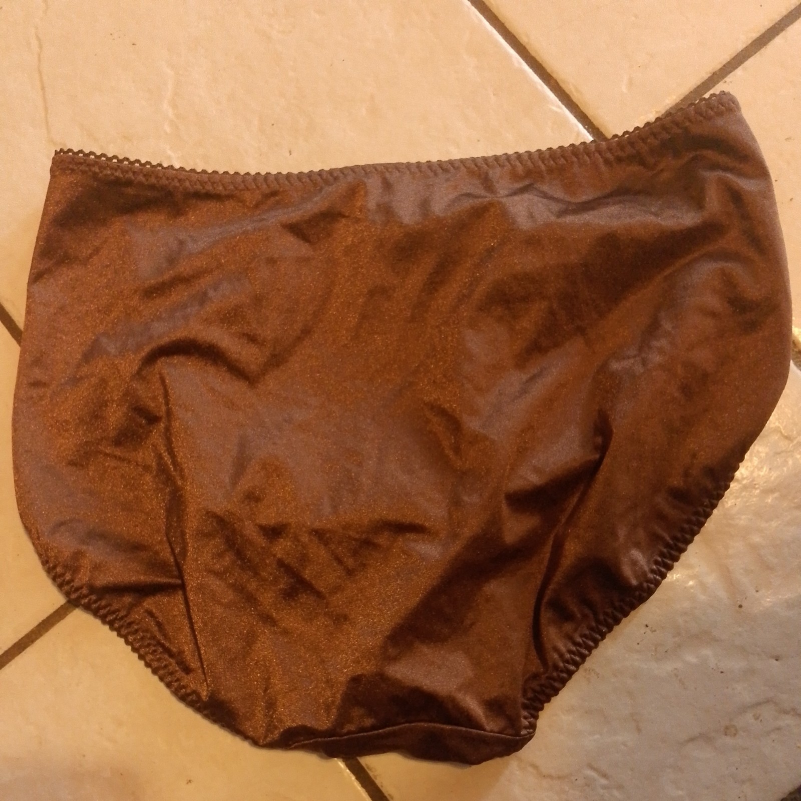 Vintage Vassarette Second Skin Shiny Satin Brown Panties Briefs Hi Rise,3X
