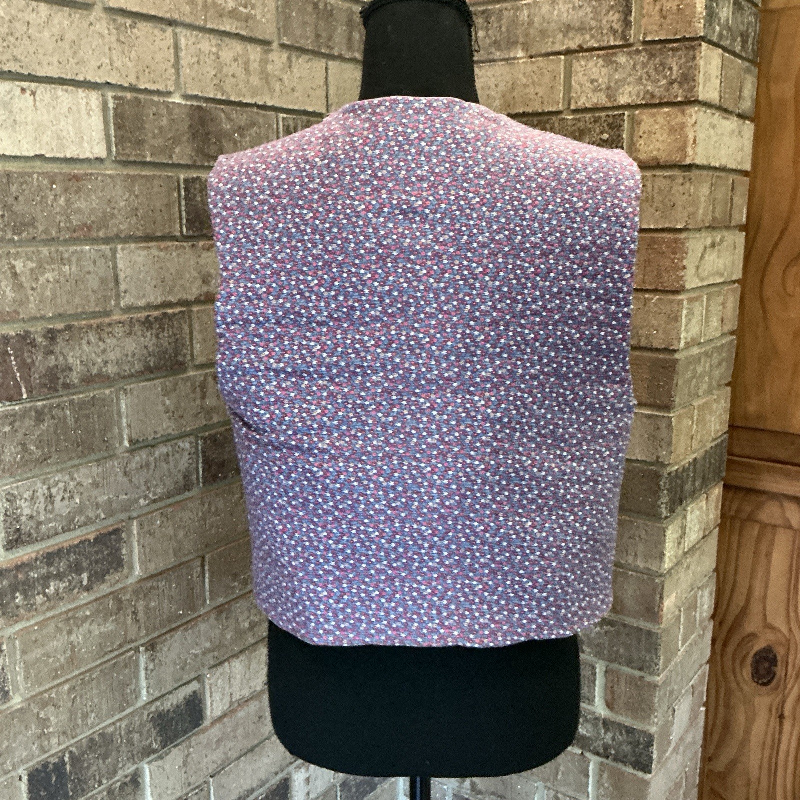 70s VTG Handmade Patchwork Quilt Vest Boho Folk Art Reversible Size M/L #31E4
